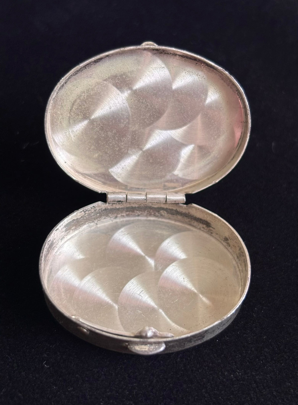 Vintage Sterling Silver Oval Pill Trinket Keepsake Box