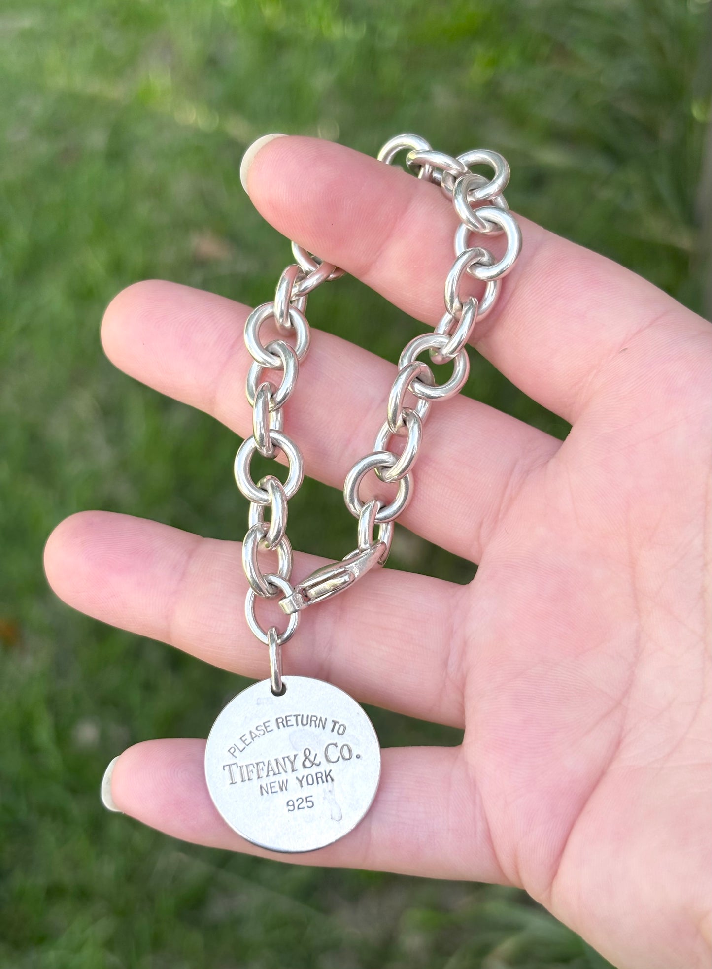 Vintage Tiffany & Co. Sterling Silver Please Return to Tiffany Circle Tag Bracelet — Engraved