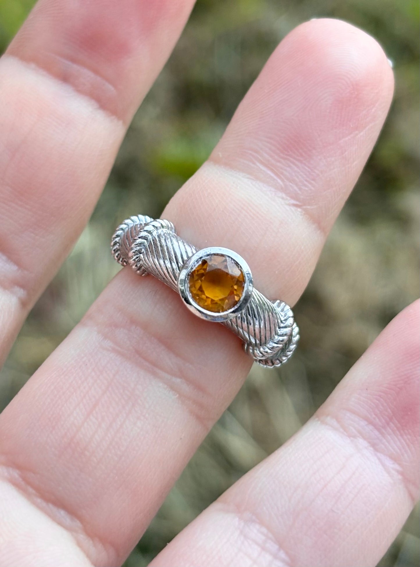 Judith Ripka Citrine Solitaire Cable Ring