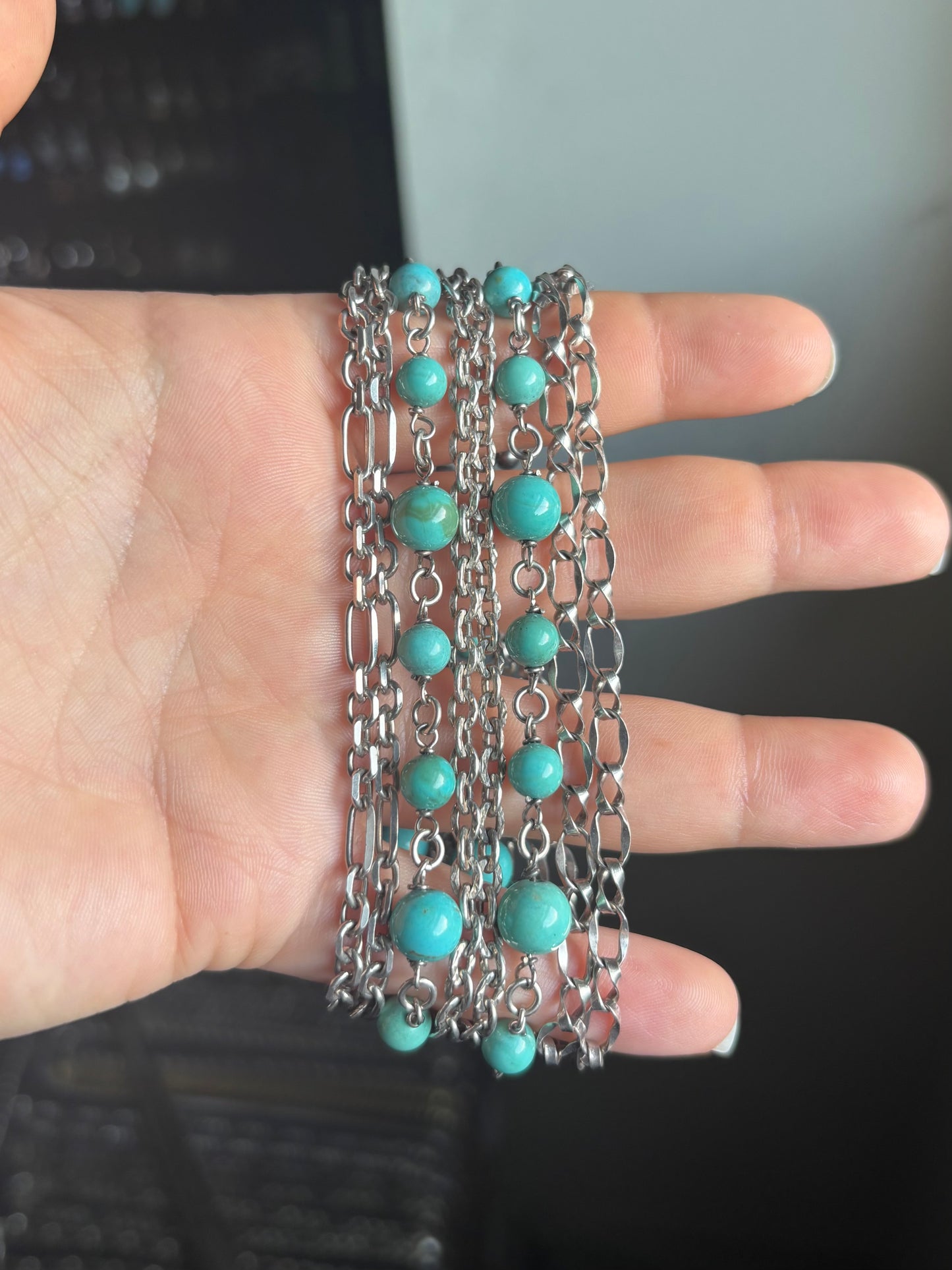 Turquoise Beaded Multi Row Bracelet