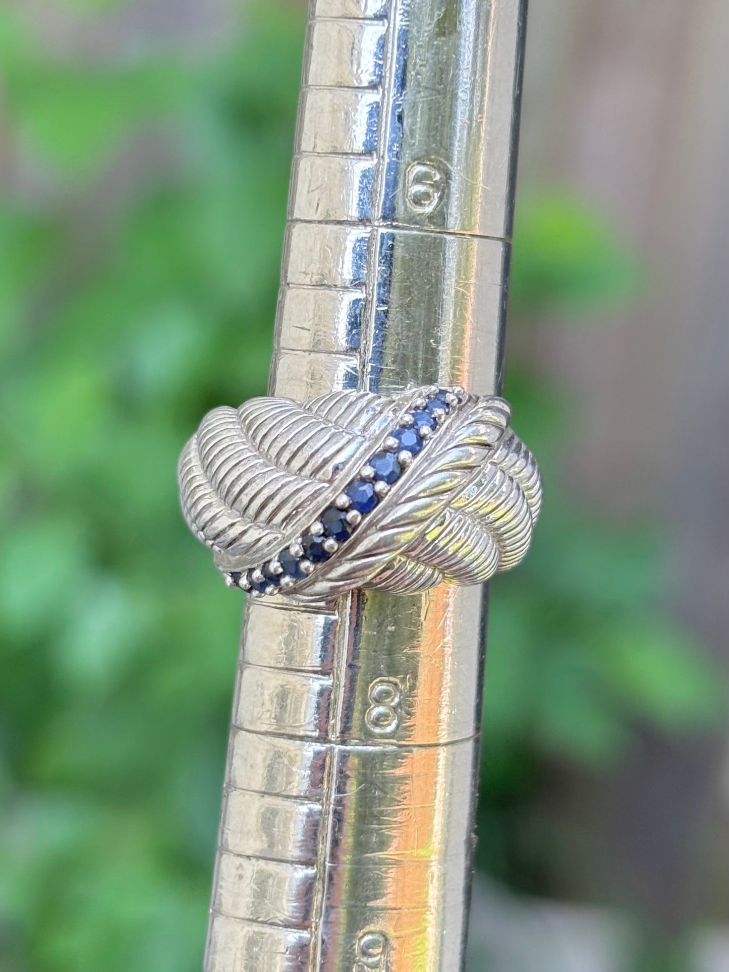 Judith Ripka Sterling Silver Natural Sapphire Ring & Matching Omega Back Earrings Set – Approx. 1.00 CTW