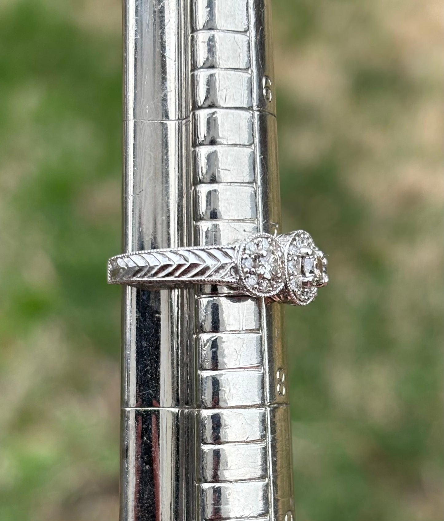 3 Stone Champagne Diamond Halo Ring