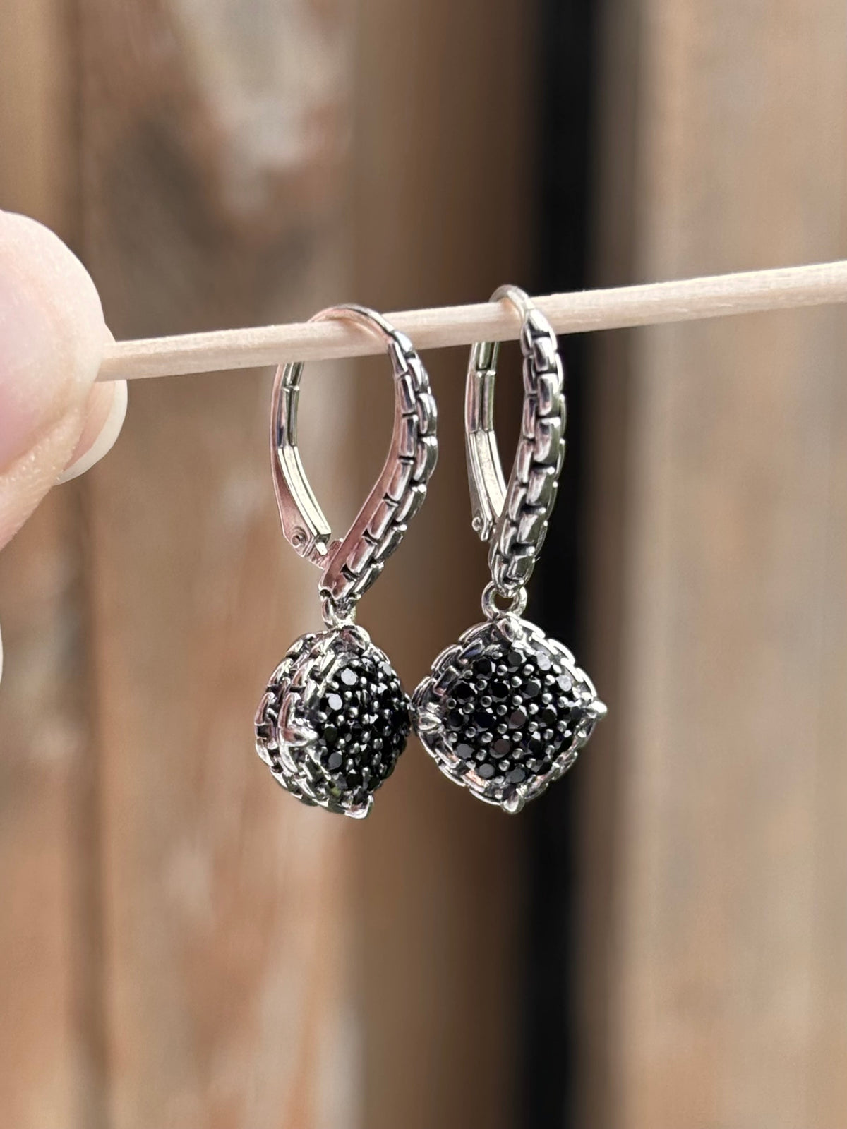 JAI by John Hardy Sterling Silver 0.60ctw Black Spinel Pavé Leverback Earrings