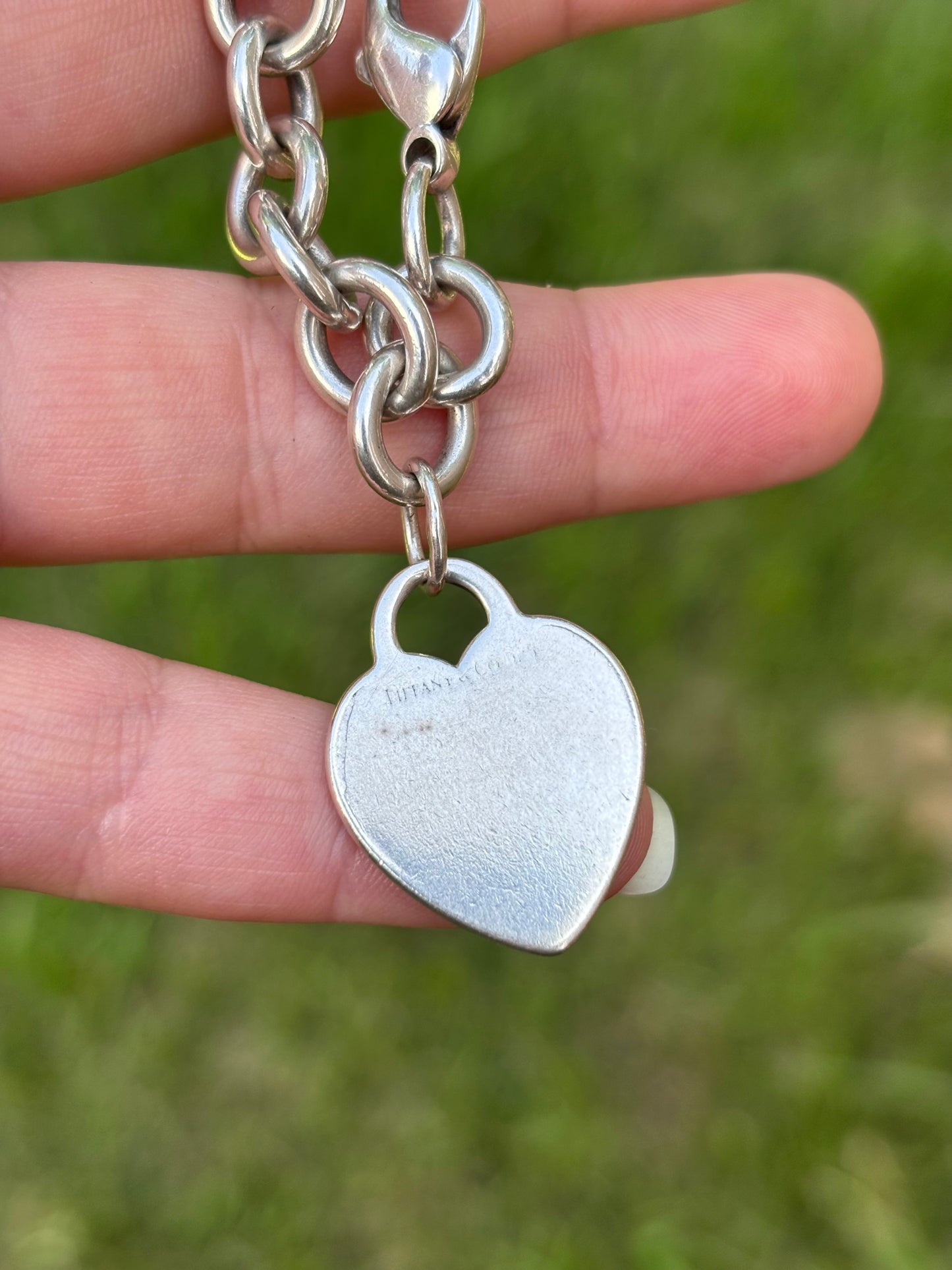 Tiffany & Co. Sterling Silver Heart Tag Cable Link Bracelet