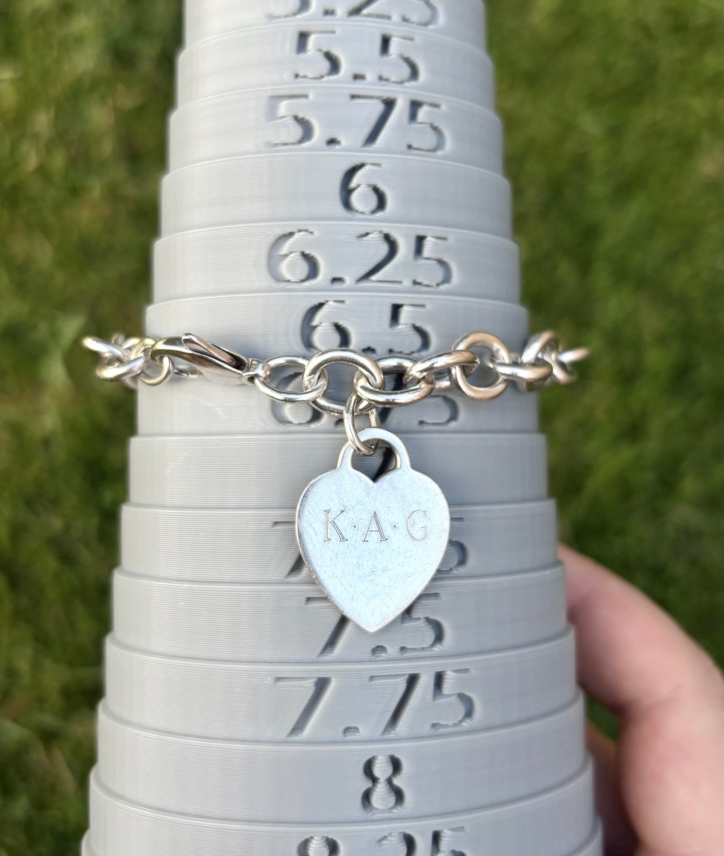 Tiffany & Co. Sterling Silver Flat Heart Tag Oval Link Bracelet