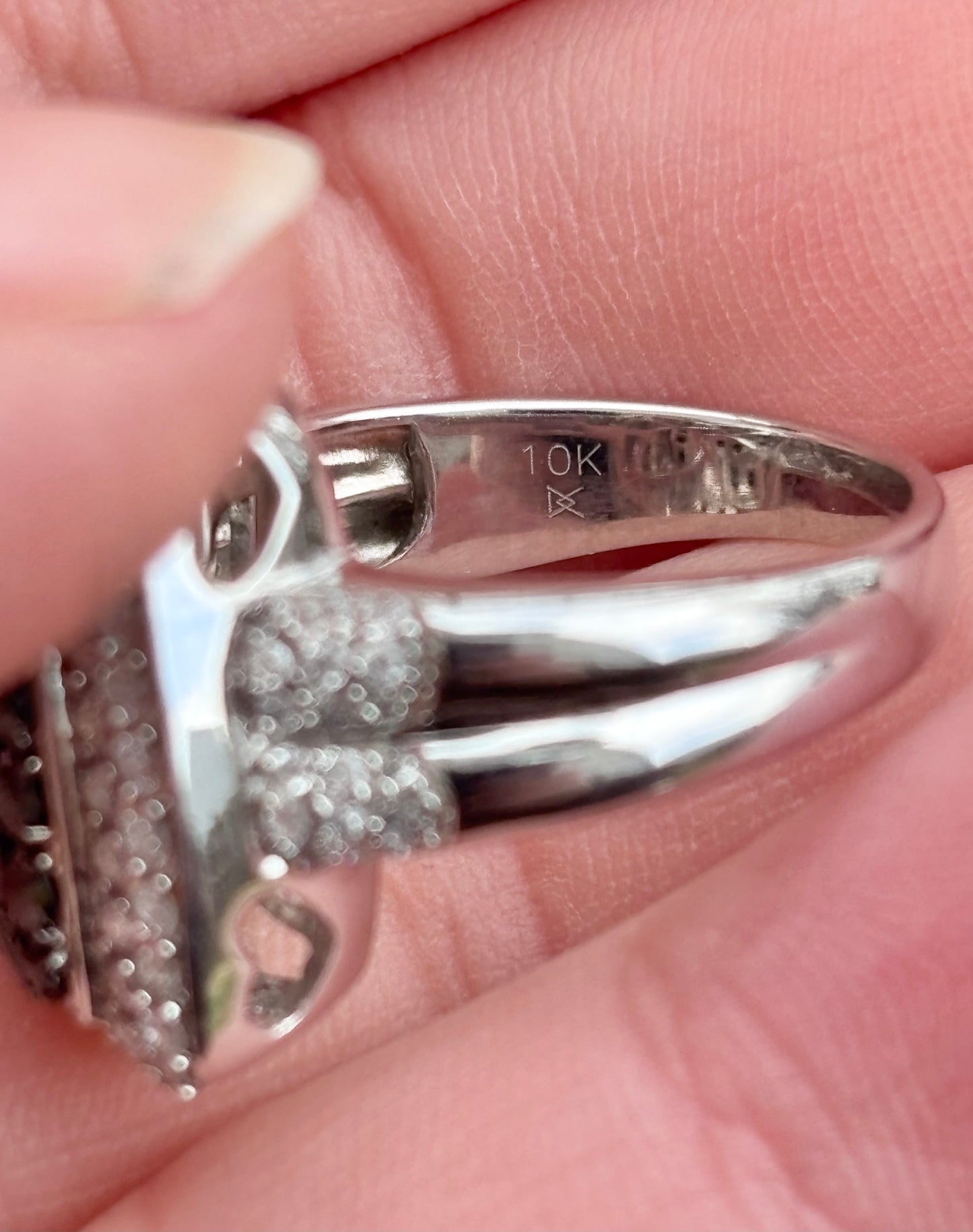 10K White Gold Black and Colorless Diamond Ring
