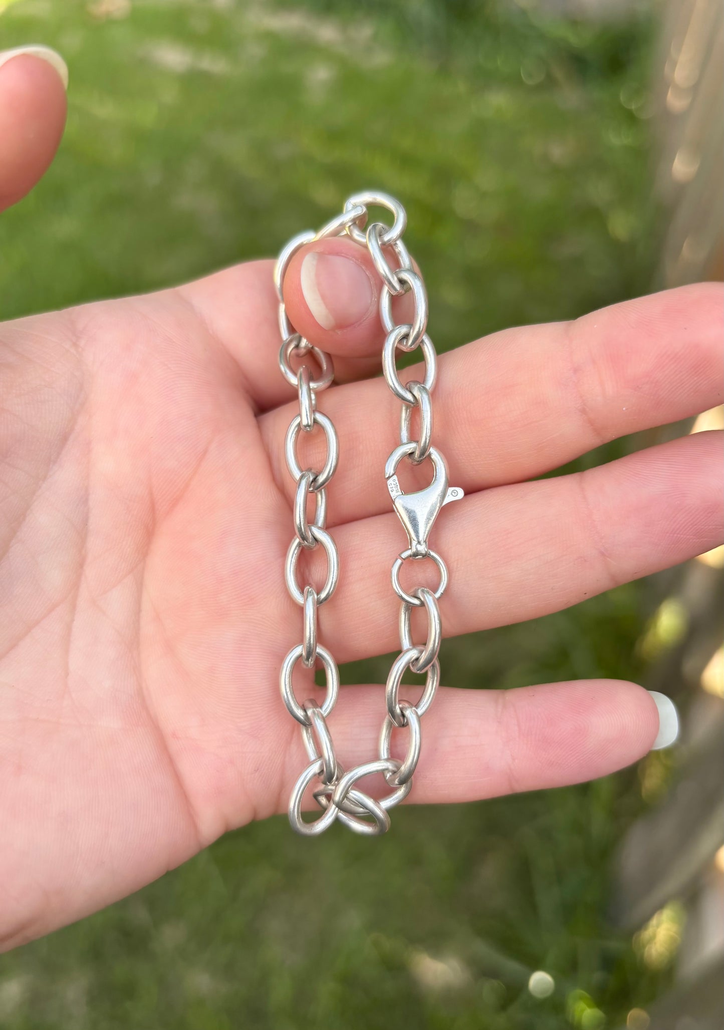 Sterling Silver Oval Link Bracelet - Marked