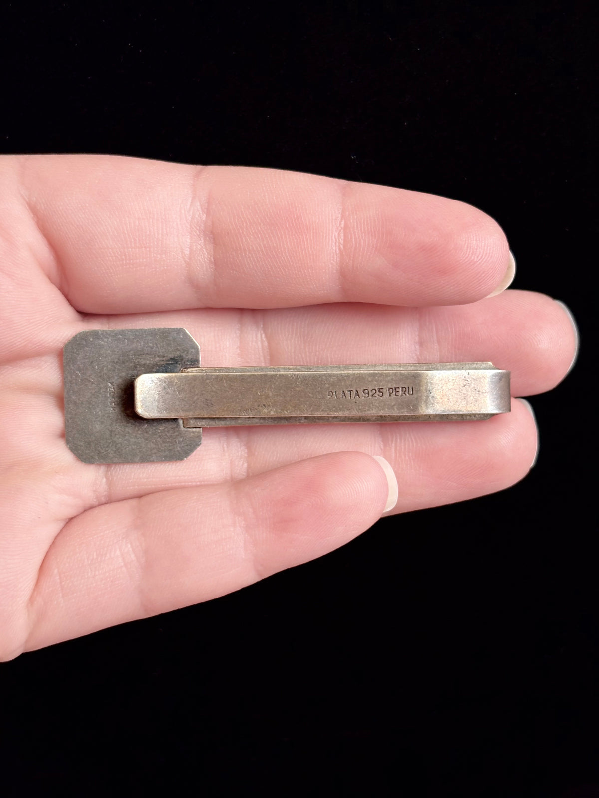 Vintage Peruvian 925 Sterling Silver Geometric Bird Tie Clip