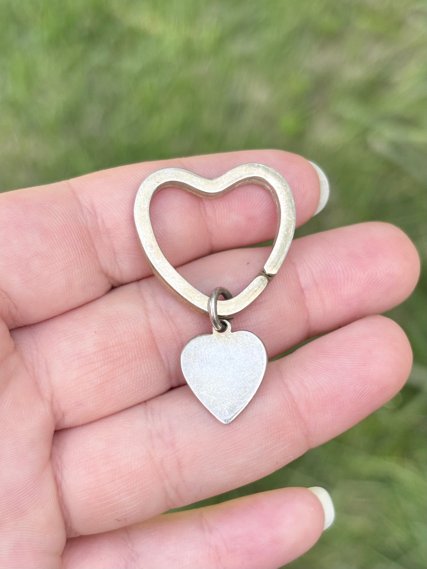 Tiffany & Co. Sterling Silver Heart Key Ring with Heart Charm