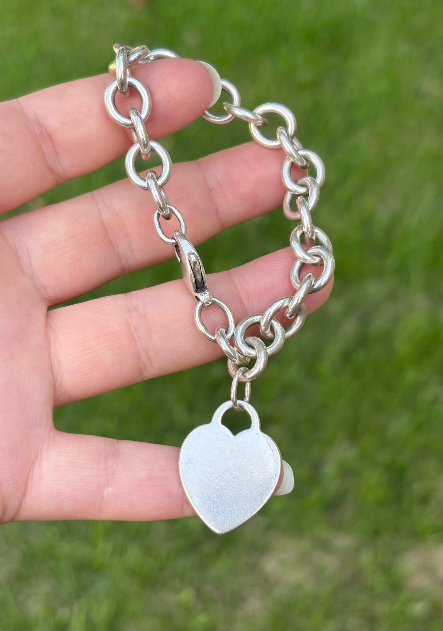 Tiffany & Co. Sterling Silver Heart Tag Cable Link Bracelet