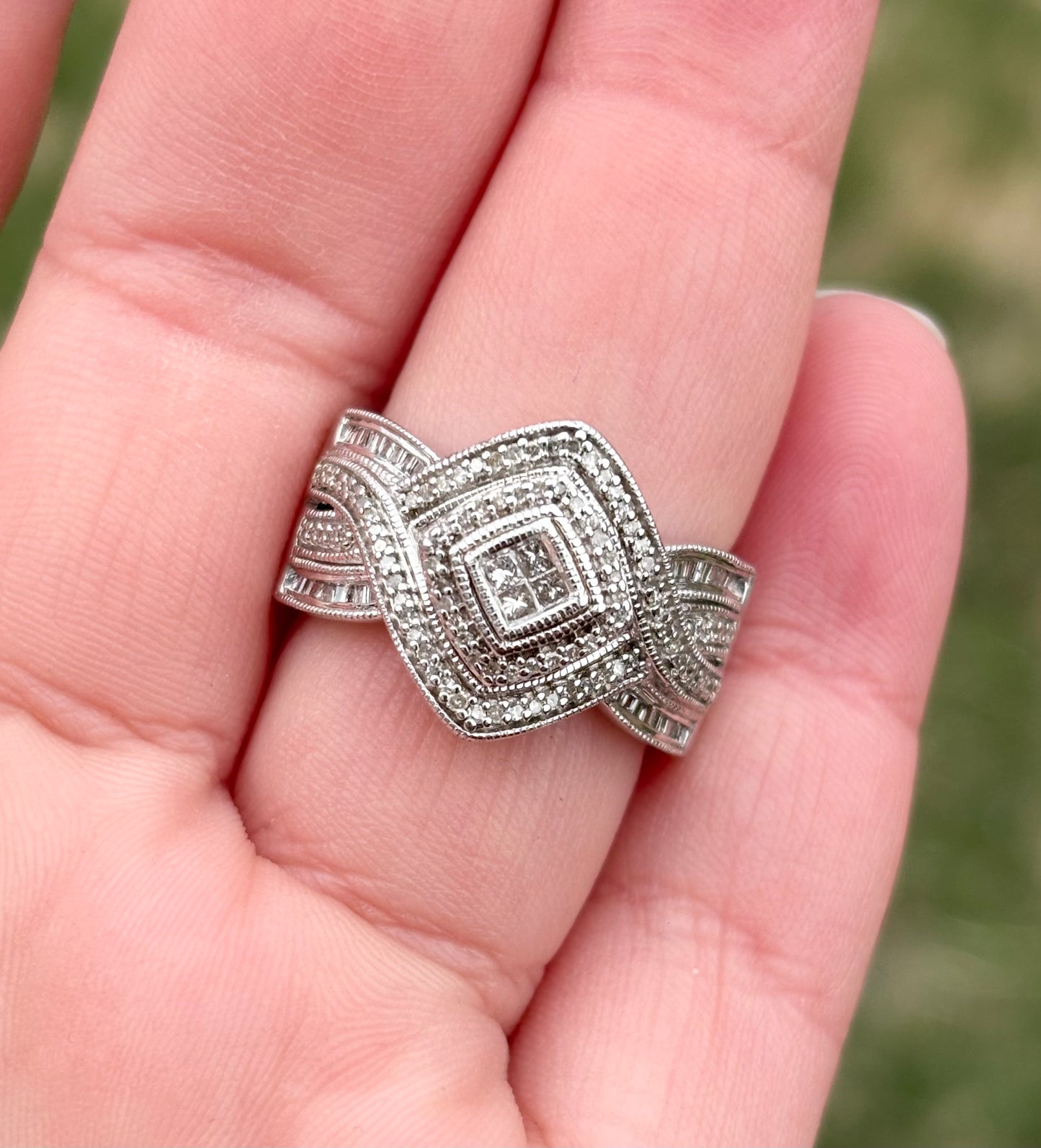 Princess, Baguette, and Round Cut Diamond Ring