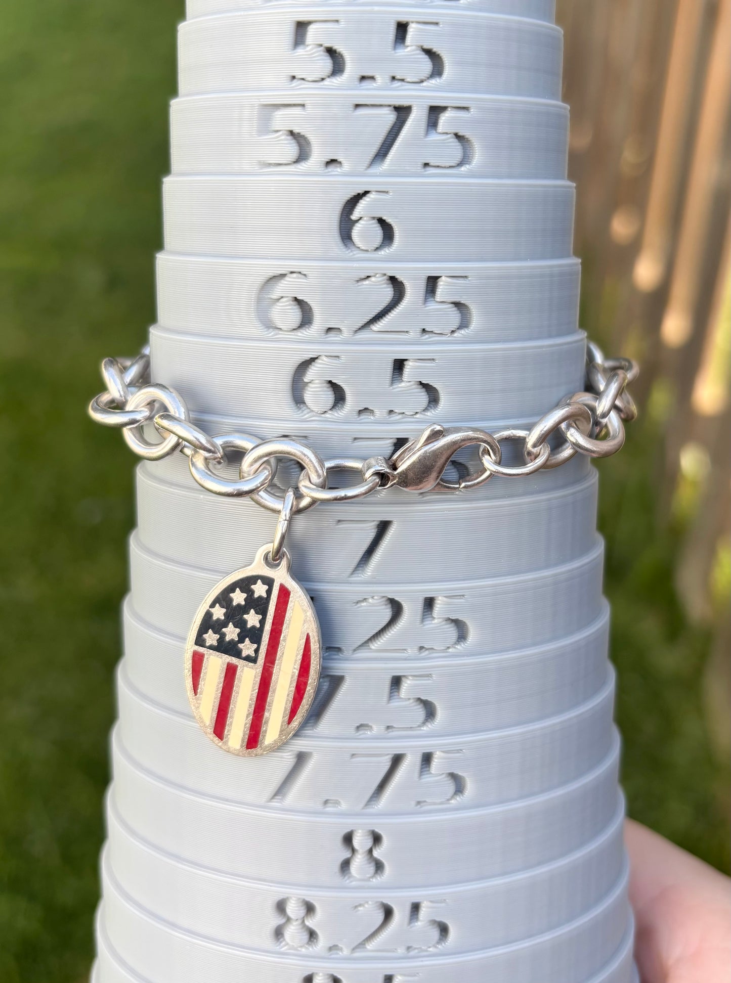 Tiffany & Co. Sterling Silver American Flag Oval Tag Bracelet