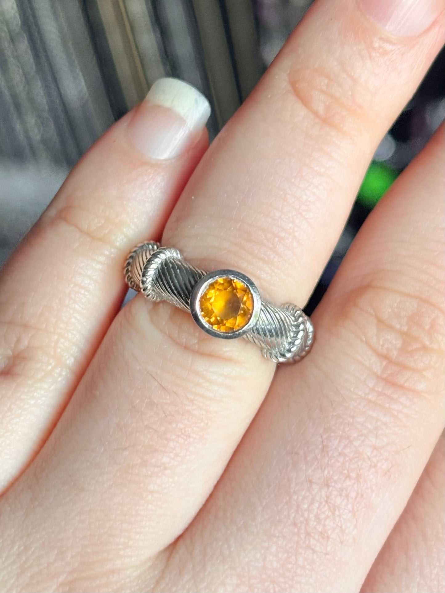 Judith Ripka Citrine Solitaire Cable Ring