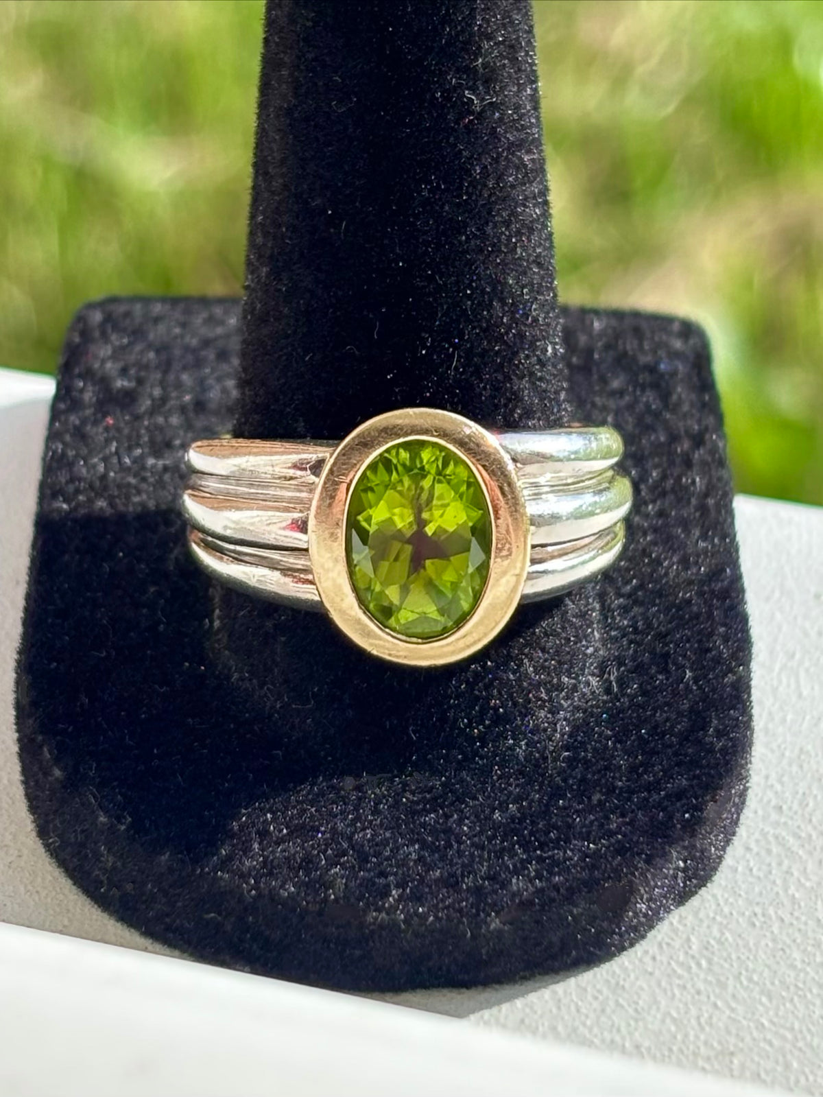 Lorenzo 18K Yellow Gold & Sterling Silver Oval Peridot Wide Band Ring