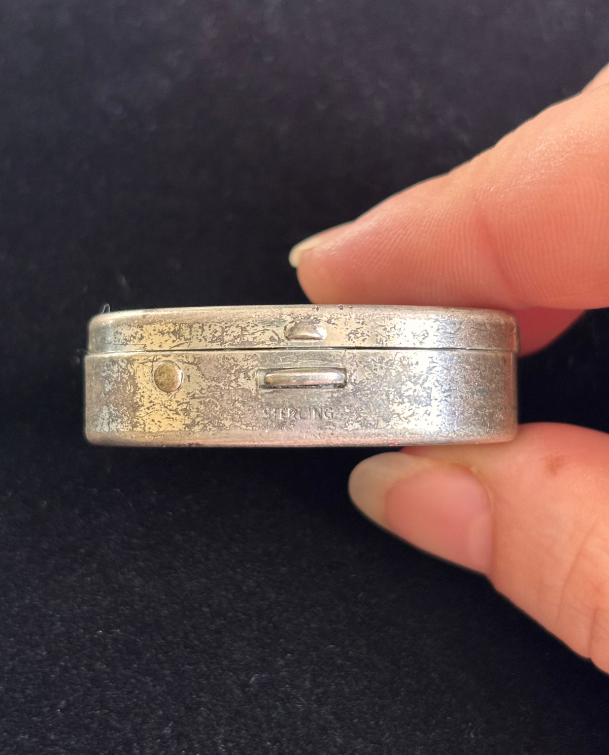 Vintage Sterling Silver Oval Pill Trinket Keepsake Box