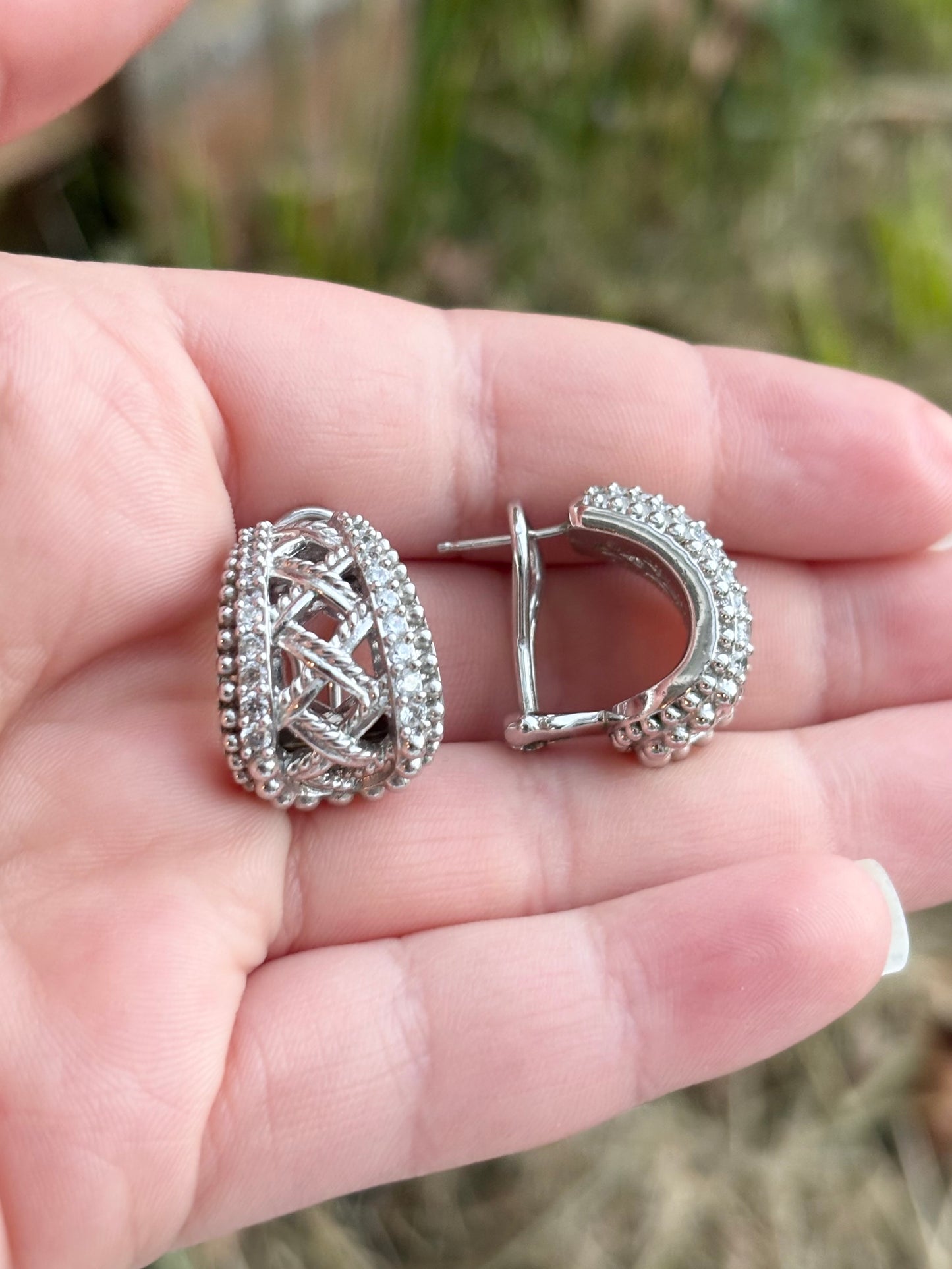 Judith Ripka Basketweave Diamonique Leverback Earrings