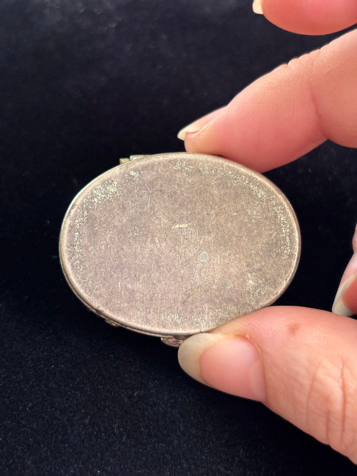 Vintage Sterling Silver Oval Pill Trinket Keepsake Box
