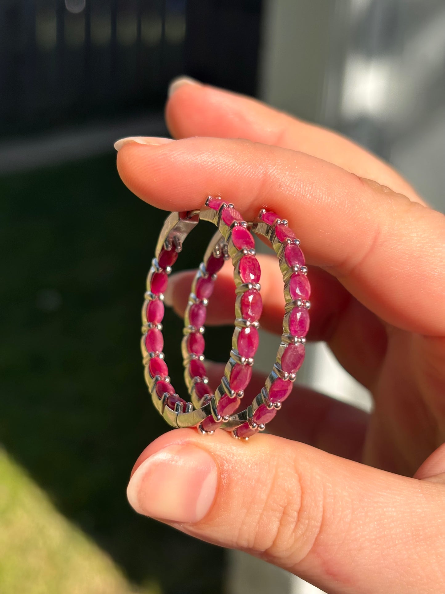Natural Ruby Hoops