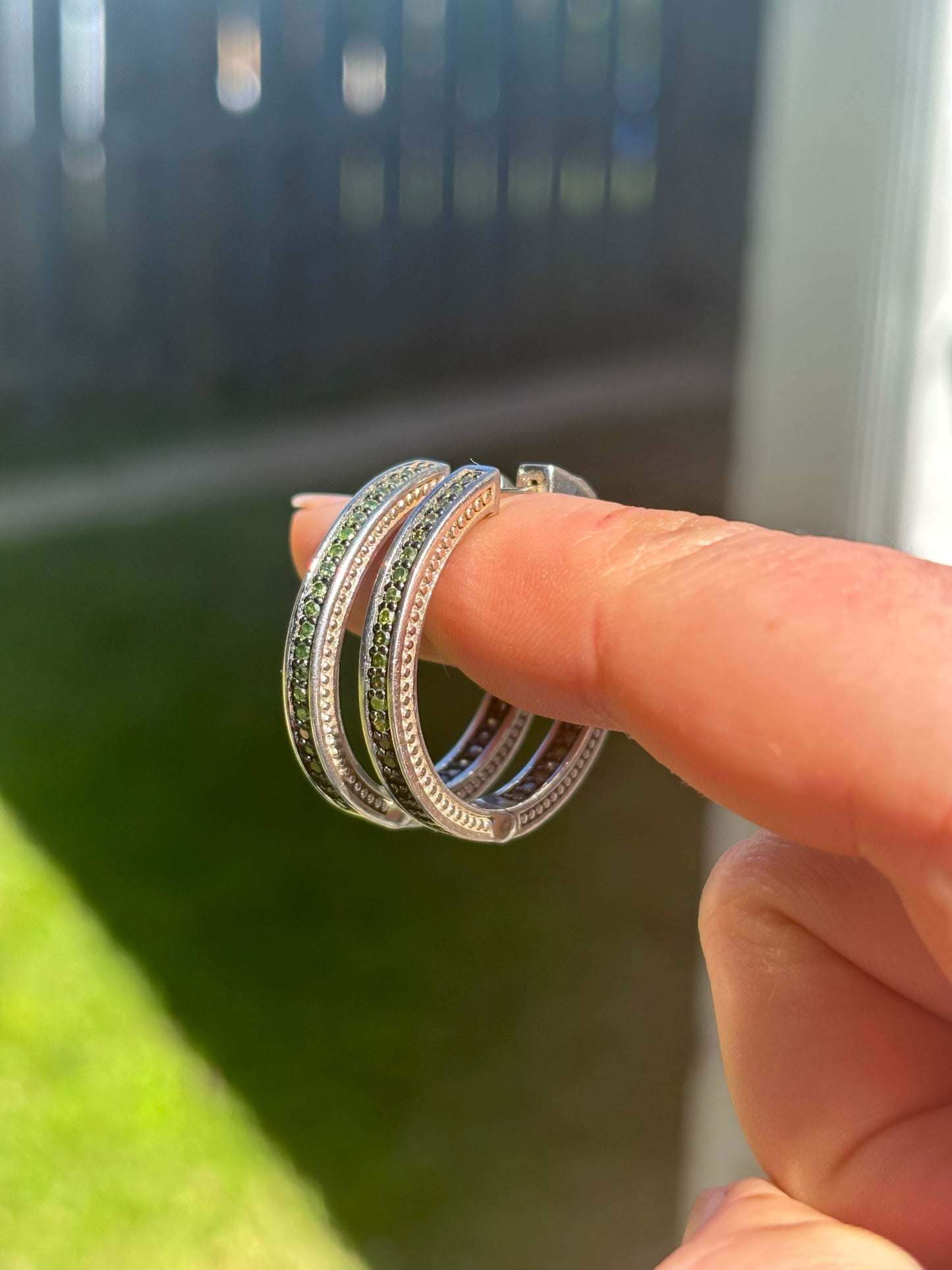 Green Diamond Hoops