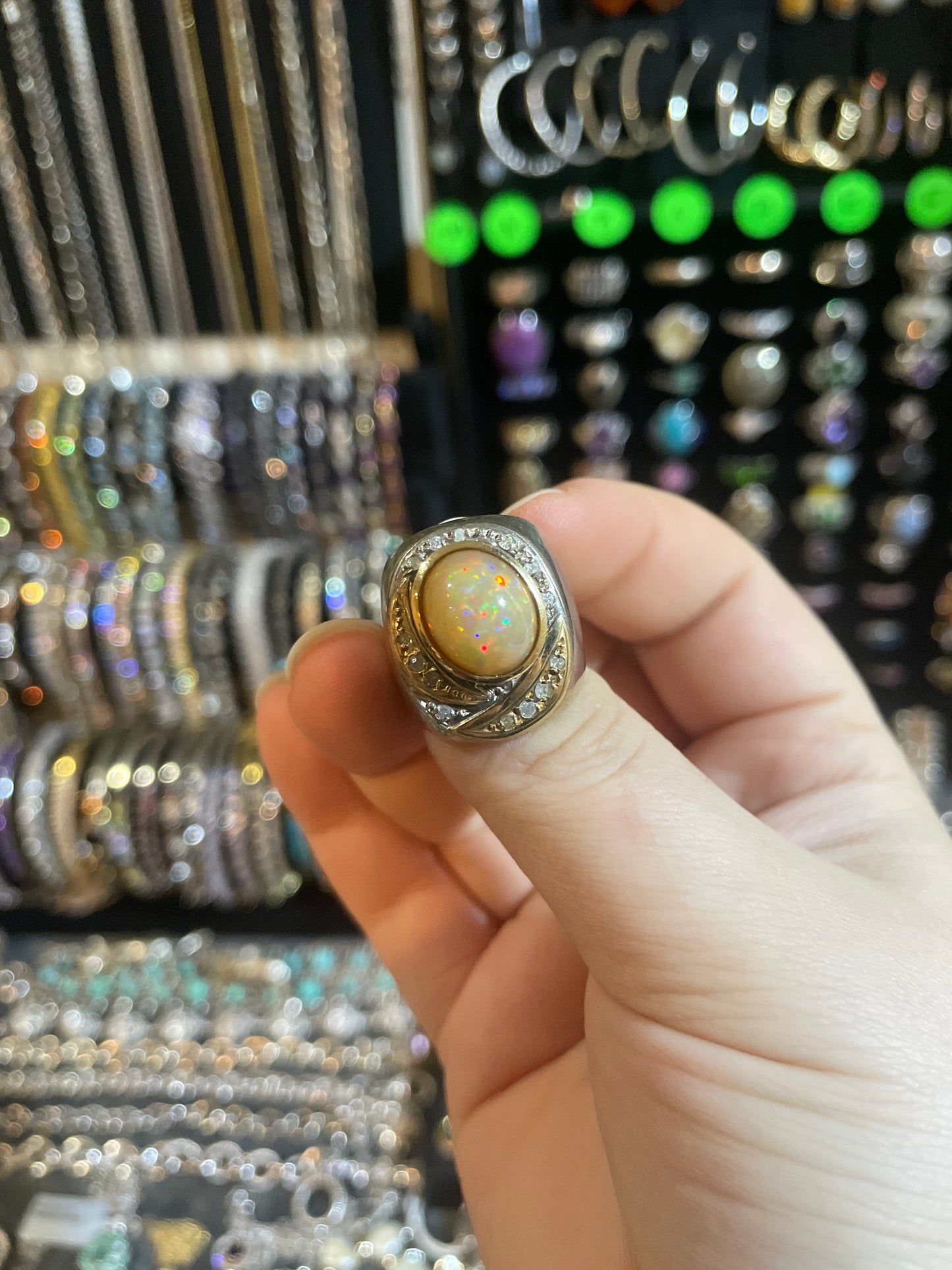 Blue Ethiopian Tennis + Opal/Diamond Ring + Lab Opal Bangle