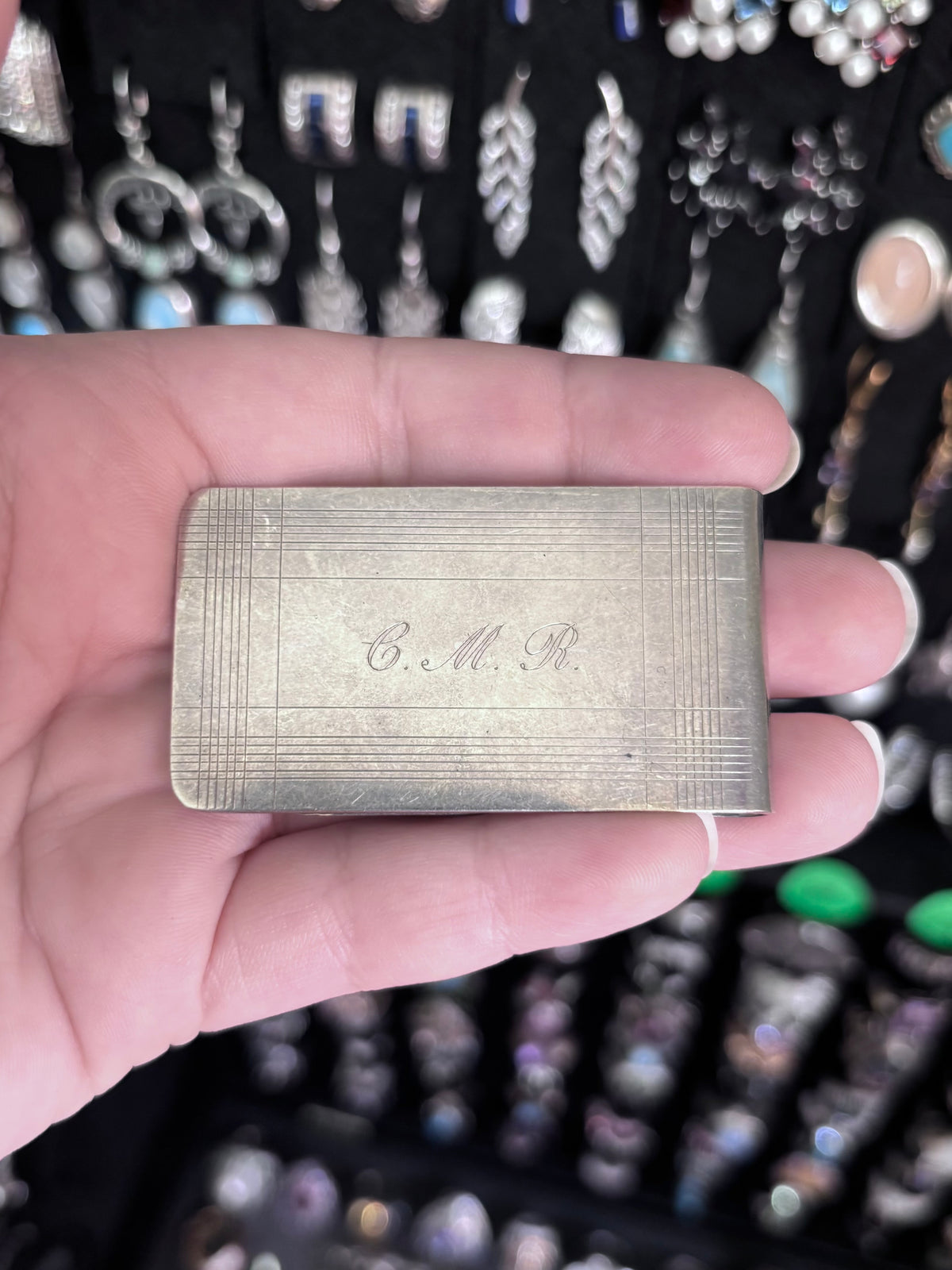 Tiffany & Co. Sterling Silver Engraved CMR Monogram Money Clip