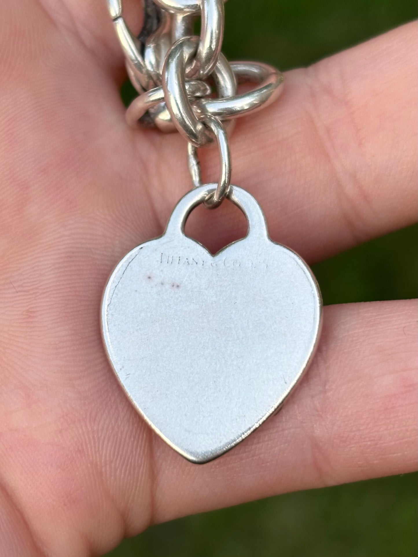 Tiffany & Co. Sterling Silver Heart Tag Cable Link Bracelet