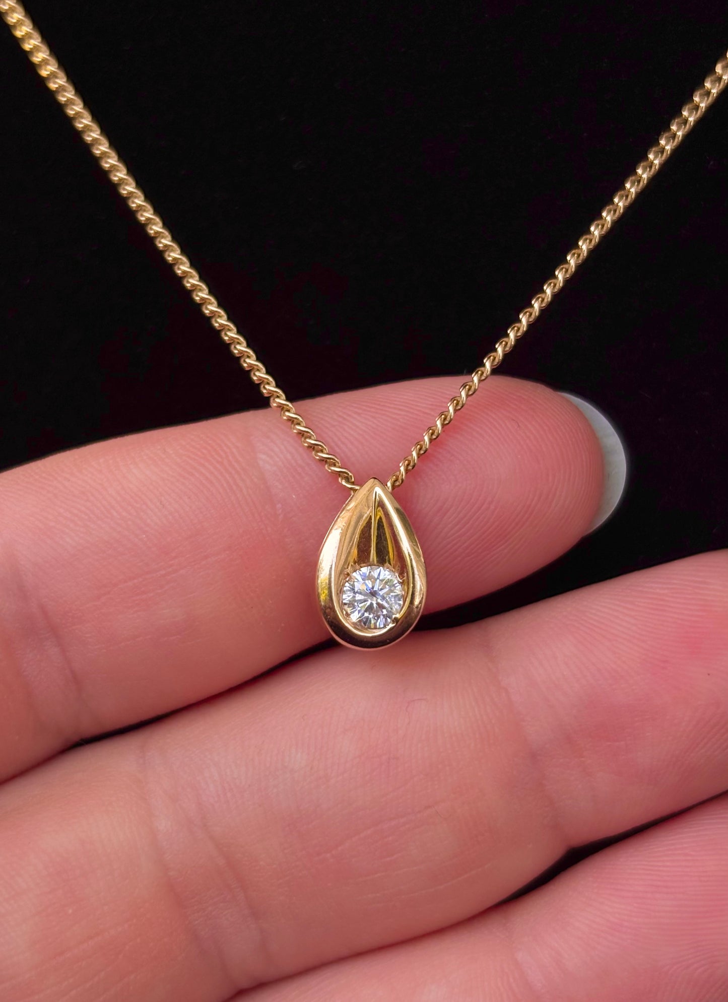 14K Gold Natural 0.25 CT Bezel Set Diamond Solitaire Necklace