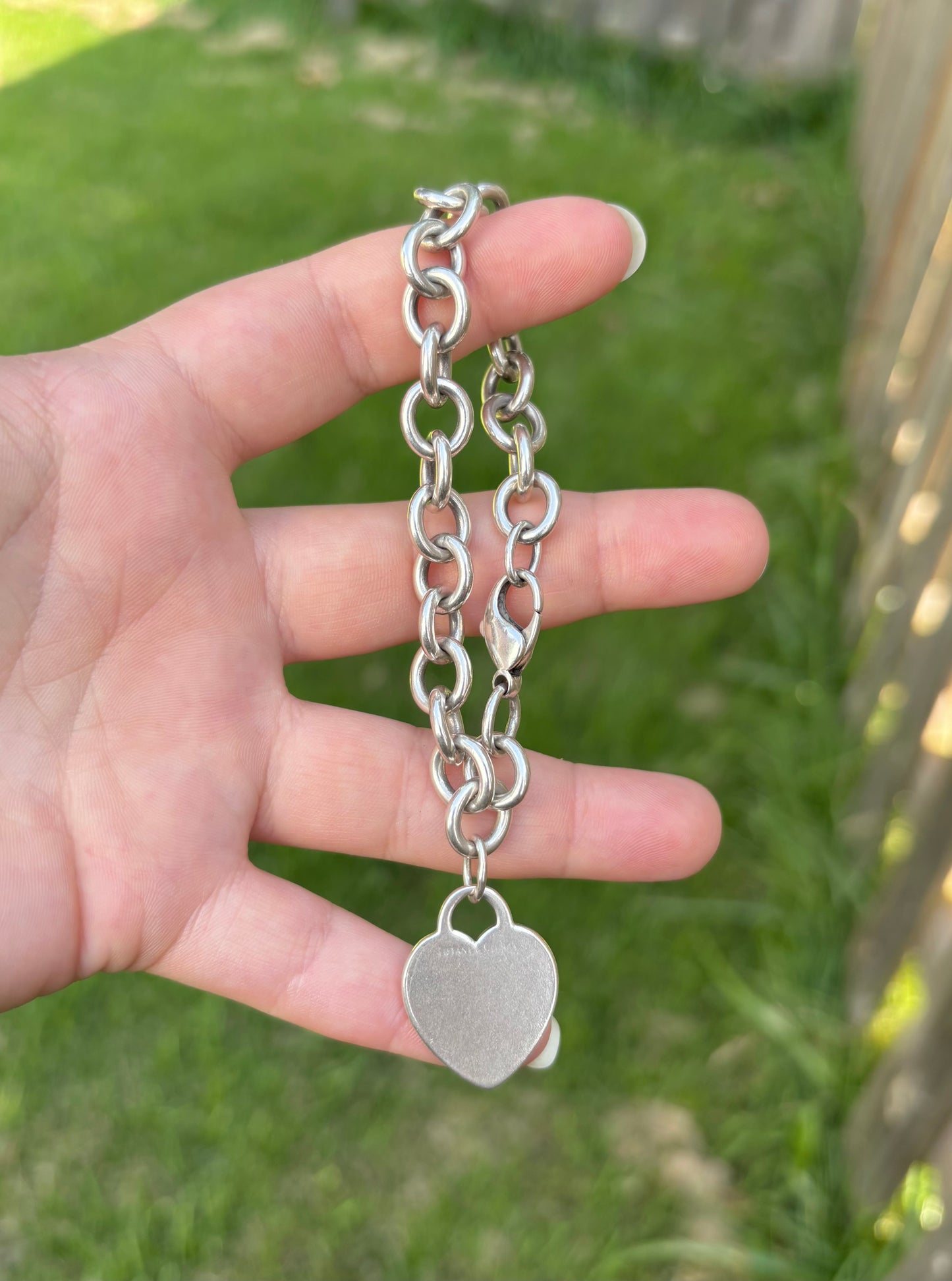 Tiffany & Co. Sterling Silver Heart Tag Cable Link Bracelet