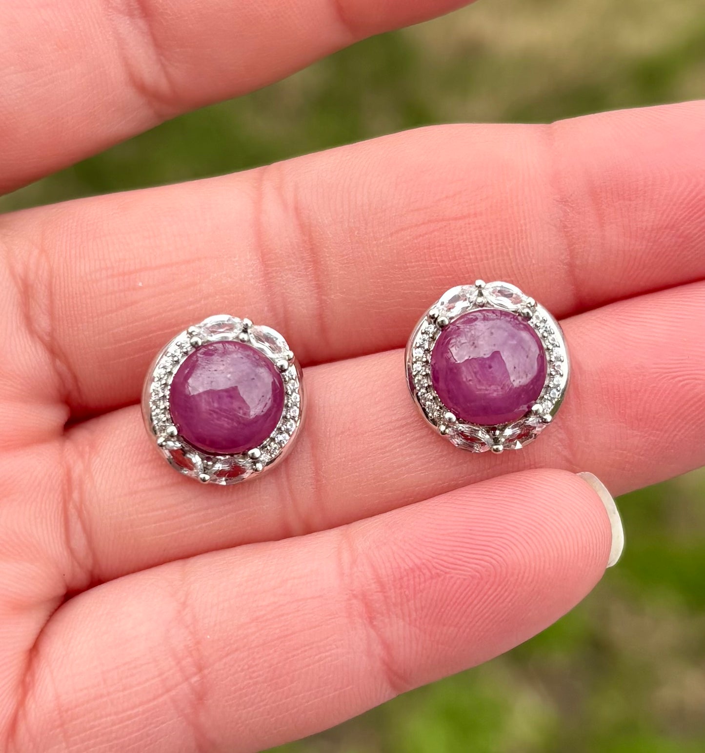 Star Rubies in Topaz Halos Earrings