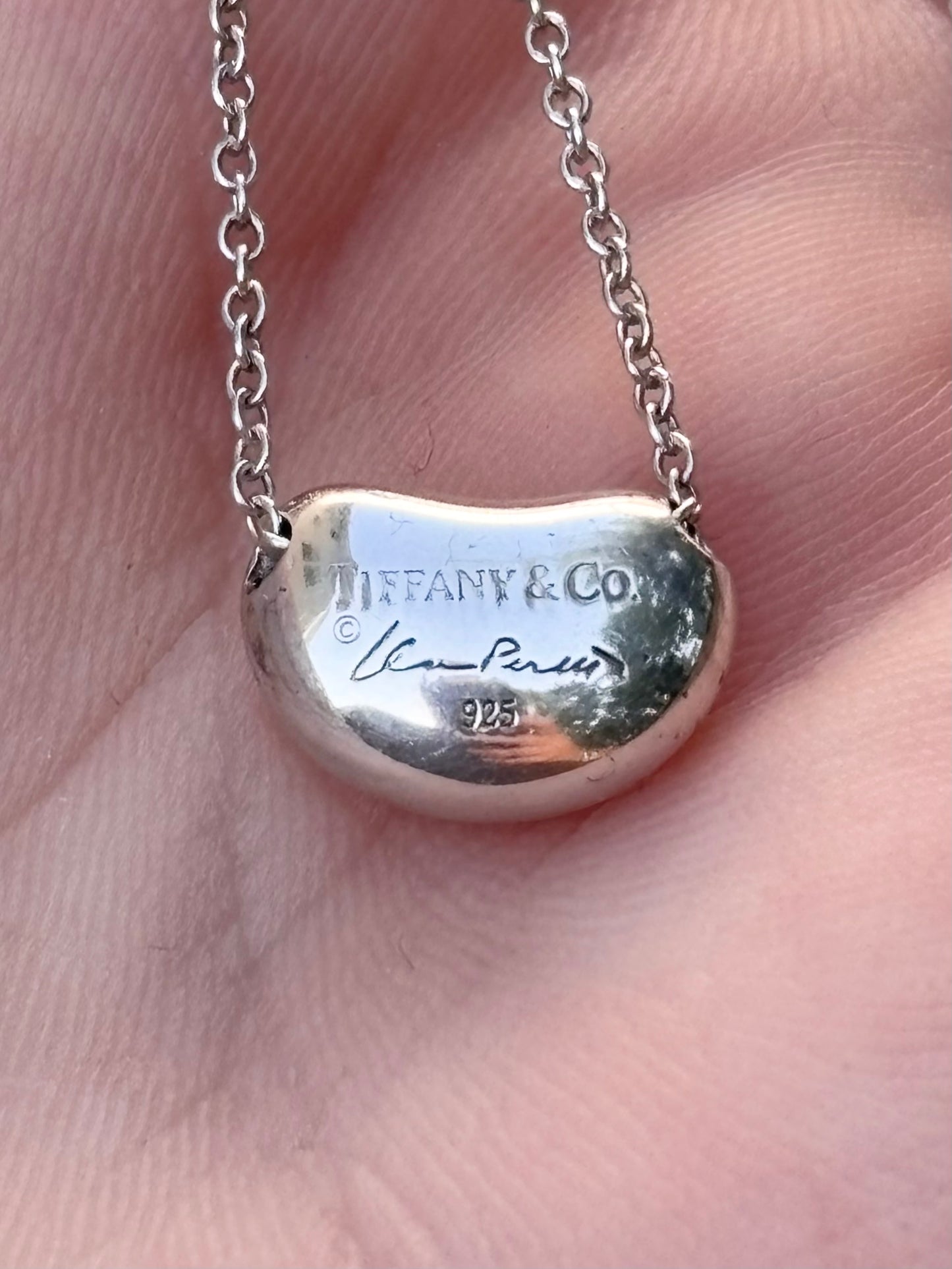 Vintage Tiffany & Co. Sterling Silver Elsa Peretti Bean Pendant Necklace
