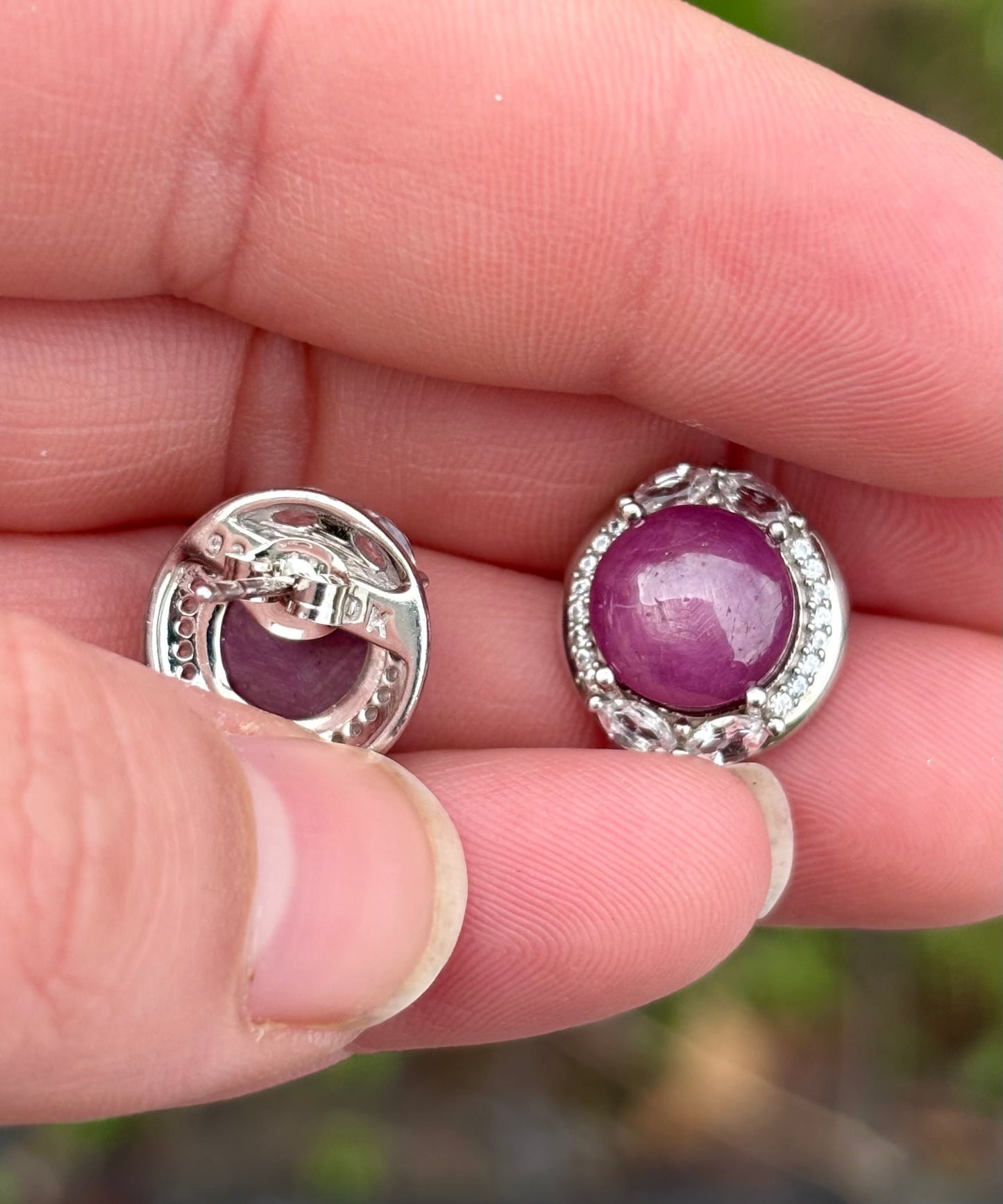Star Rubies in Topaz Halos Earrings