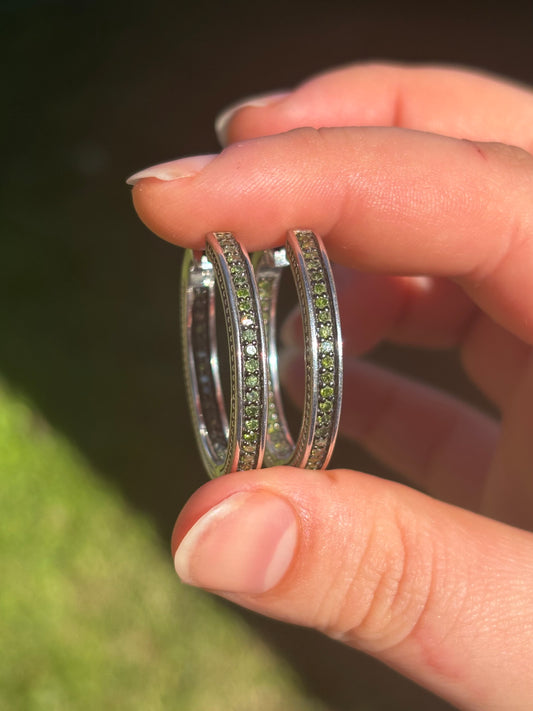 Green Diamond Hoops