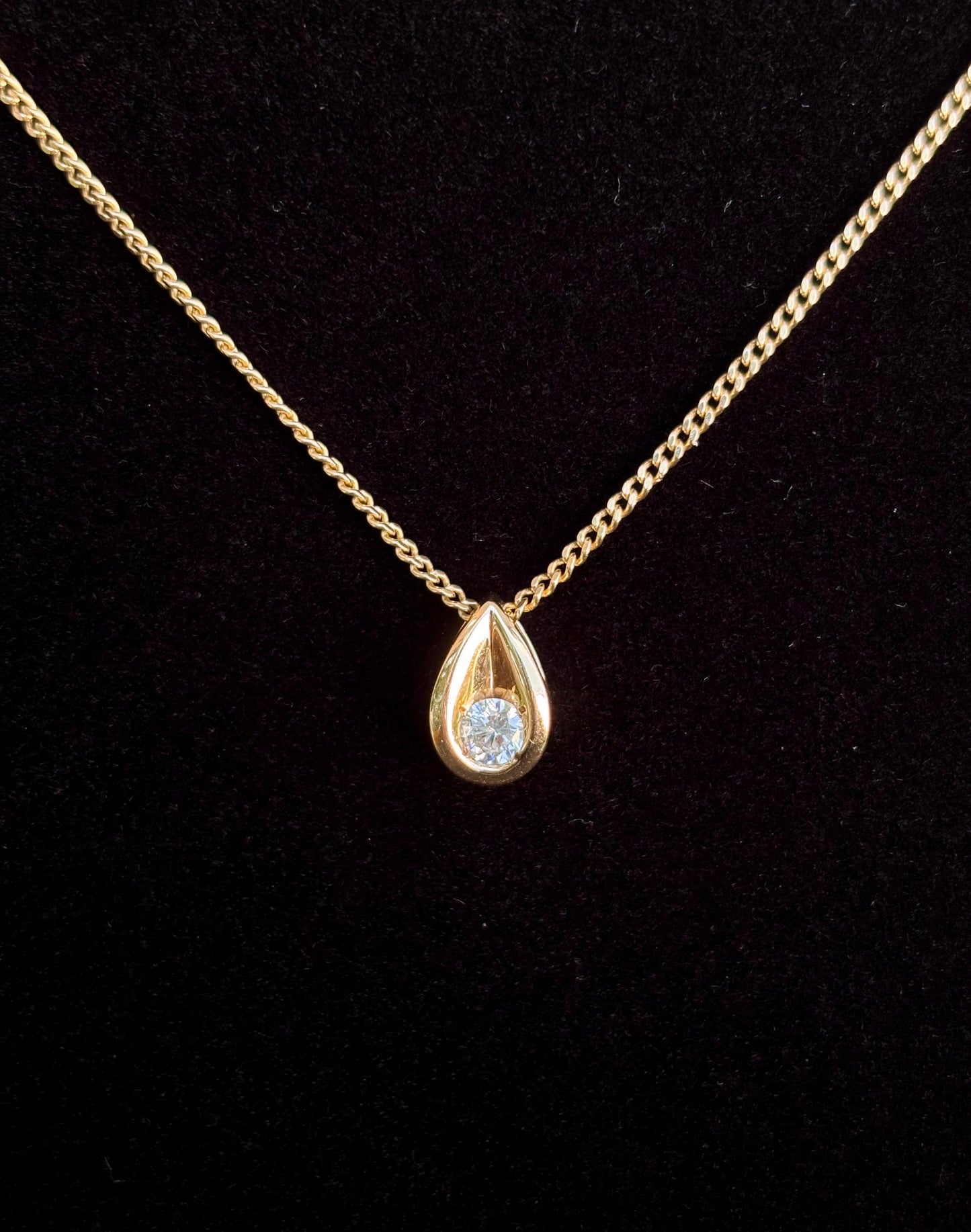 14K Gold Natural 0.25 CT Bezel Set Diamond Solitaire Necklace