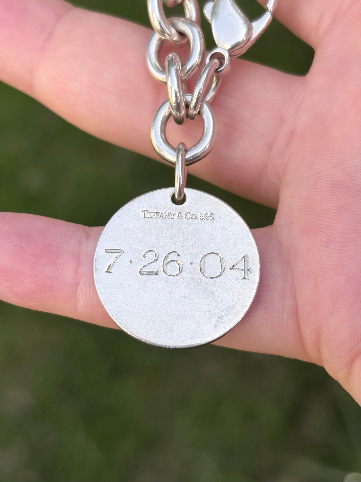 Vintage Tiffany & Co. Sterling Silver Circle Tag Bracelet —Engraved