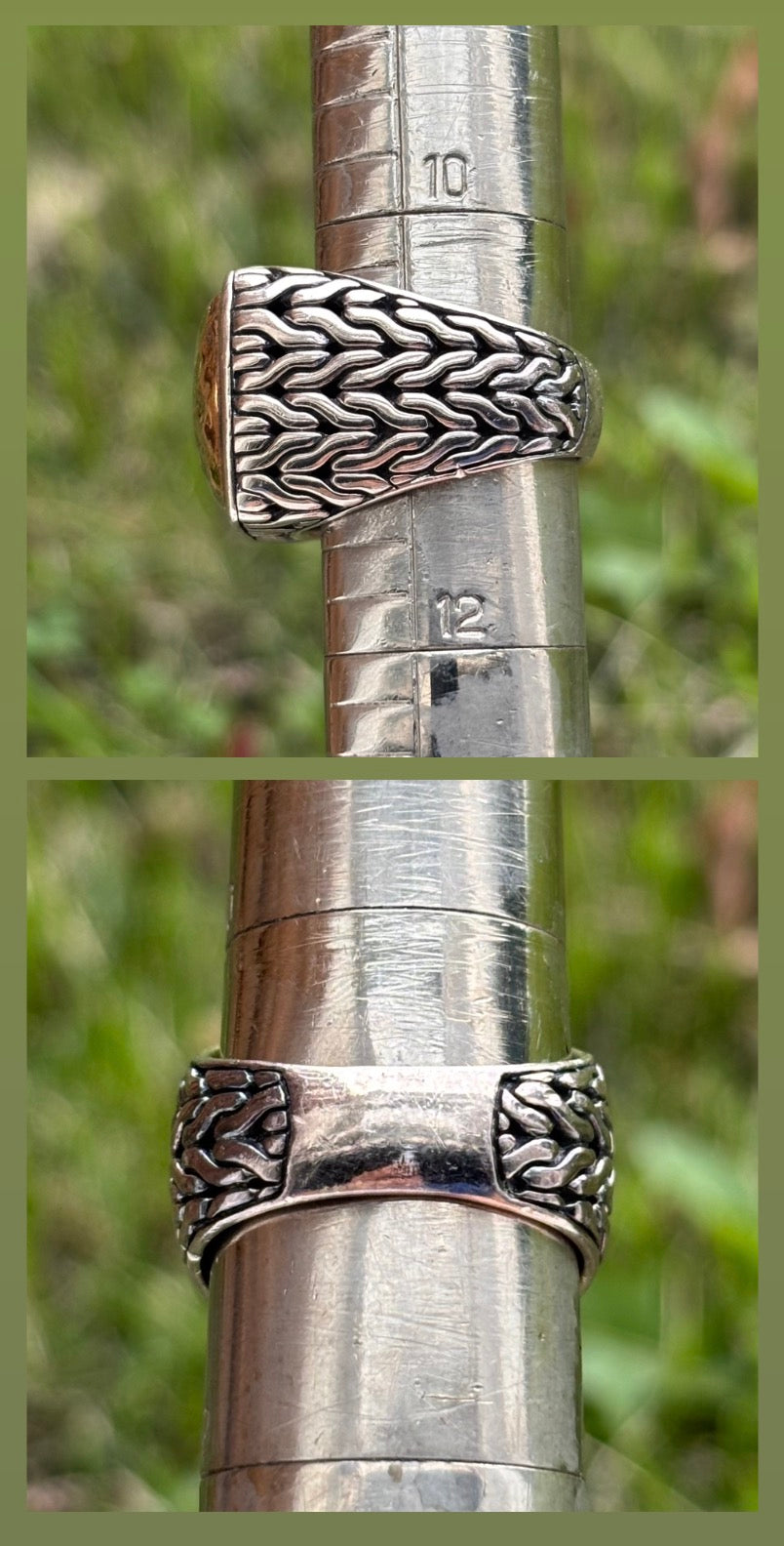 John Hardy Palu Hammered Chain 22K Yellow Gold & Sterling Silver Ring