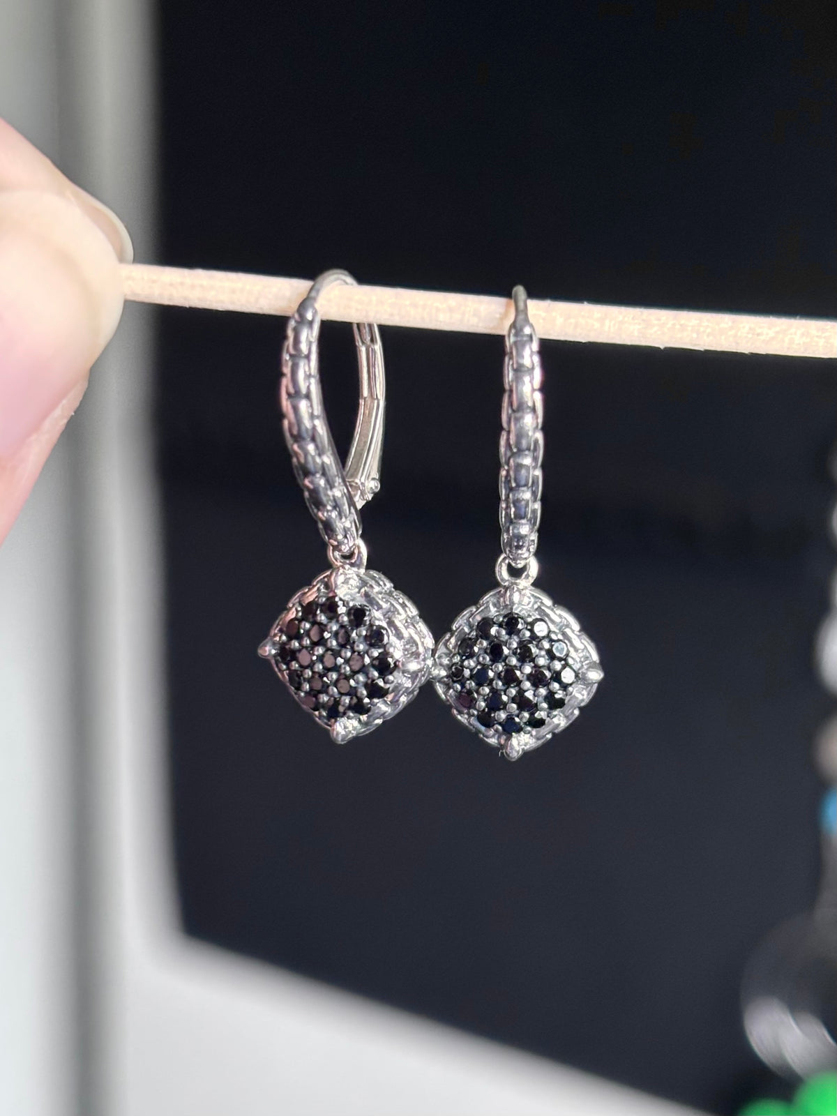 JAI by John Hardy Sterling Silver 0.60ctw Black Spinel Pavé Leverback Earrings