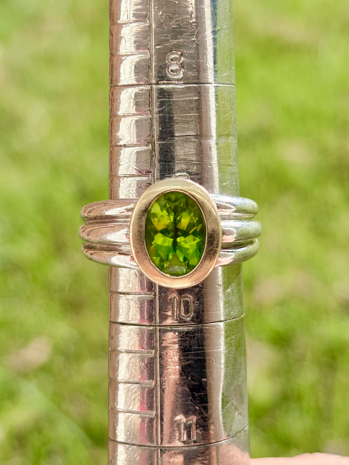 Lorenzo 18K Yellow Gold & Sterling Silver Oval Peridot Wide Band Ring