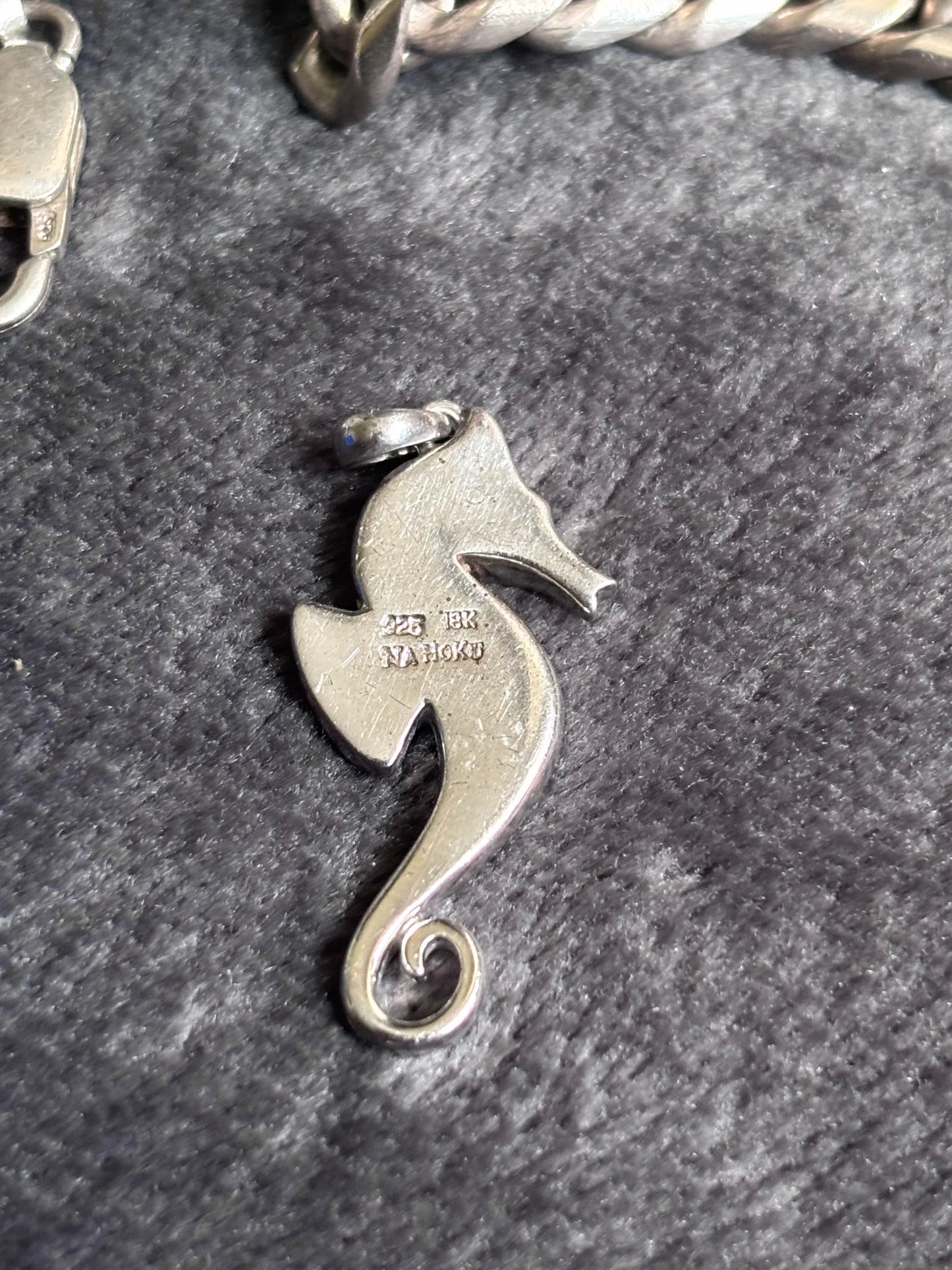 Na Hoku Seahorse Pendant with 18k Gold