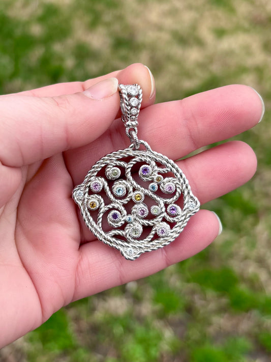 Judith Ripka Multi-Gemstone Swirly Pendant