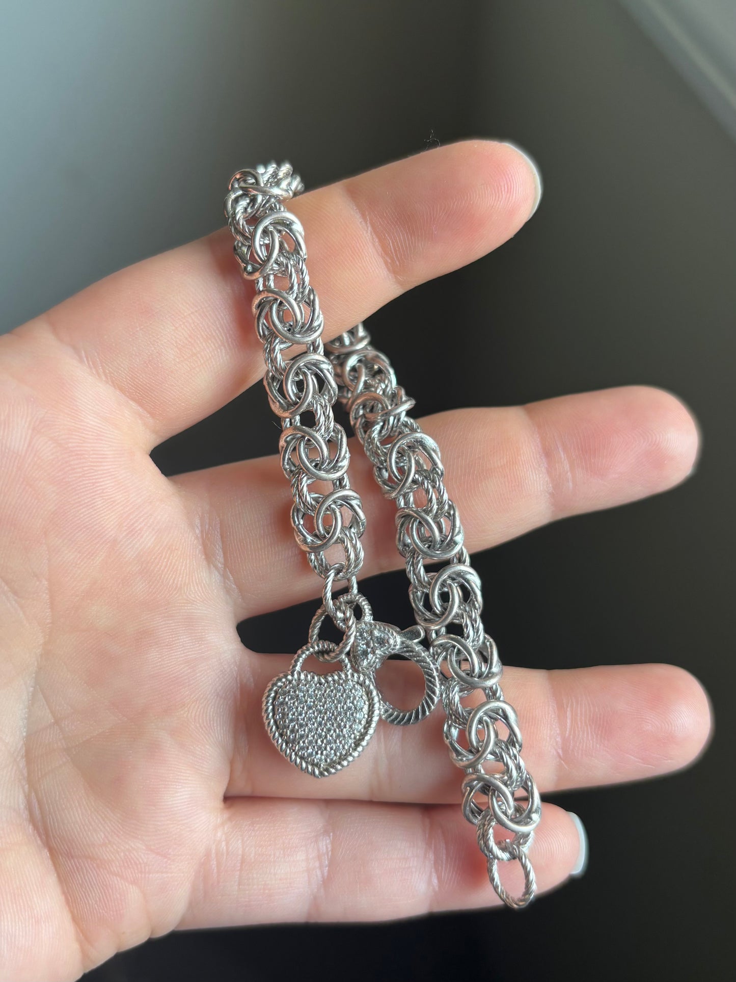 Judith Ripka Byzantine Bracelet with Diamonique Heart Charm
