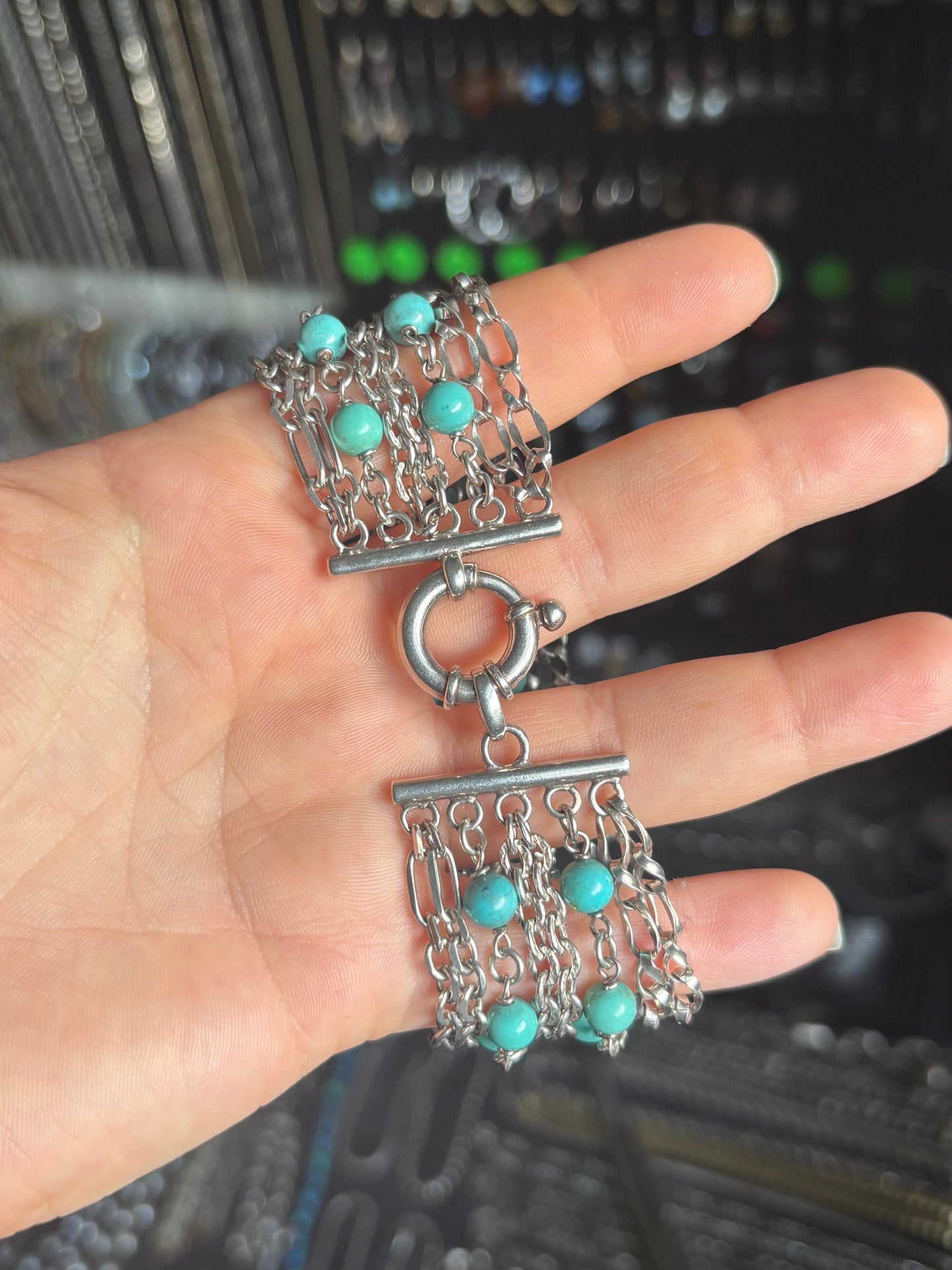 Turquoise Beaded Multi Row Bracelet