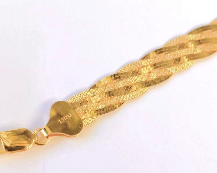 Gold Vermeil Dual-Texture Woven Herringbone Bracelet