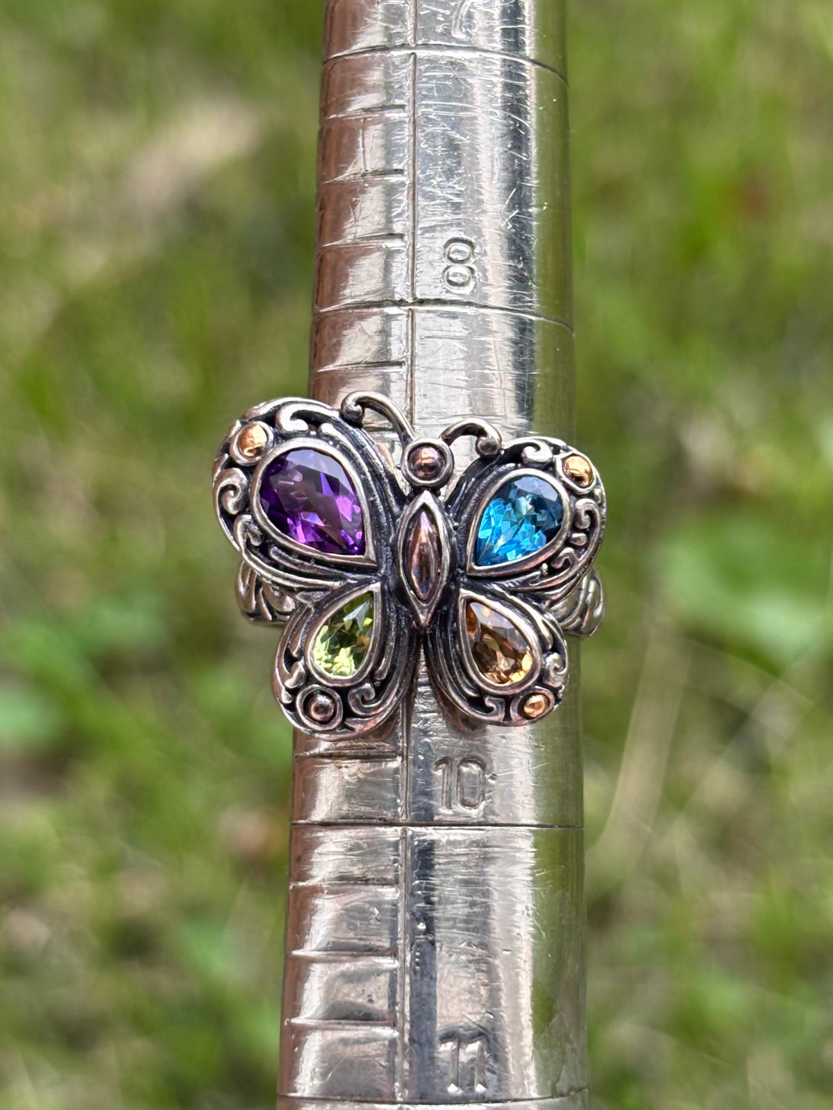 Samuel B. Behnam 18K Gold & Sterling Silver Multi Gemstone Butterfly Ring