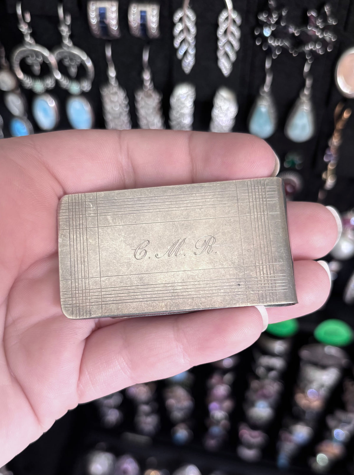 Tiffany & Co. Sterling Silver Engraved CMR Monogram Money Clip