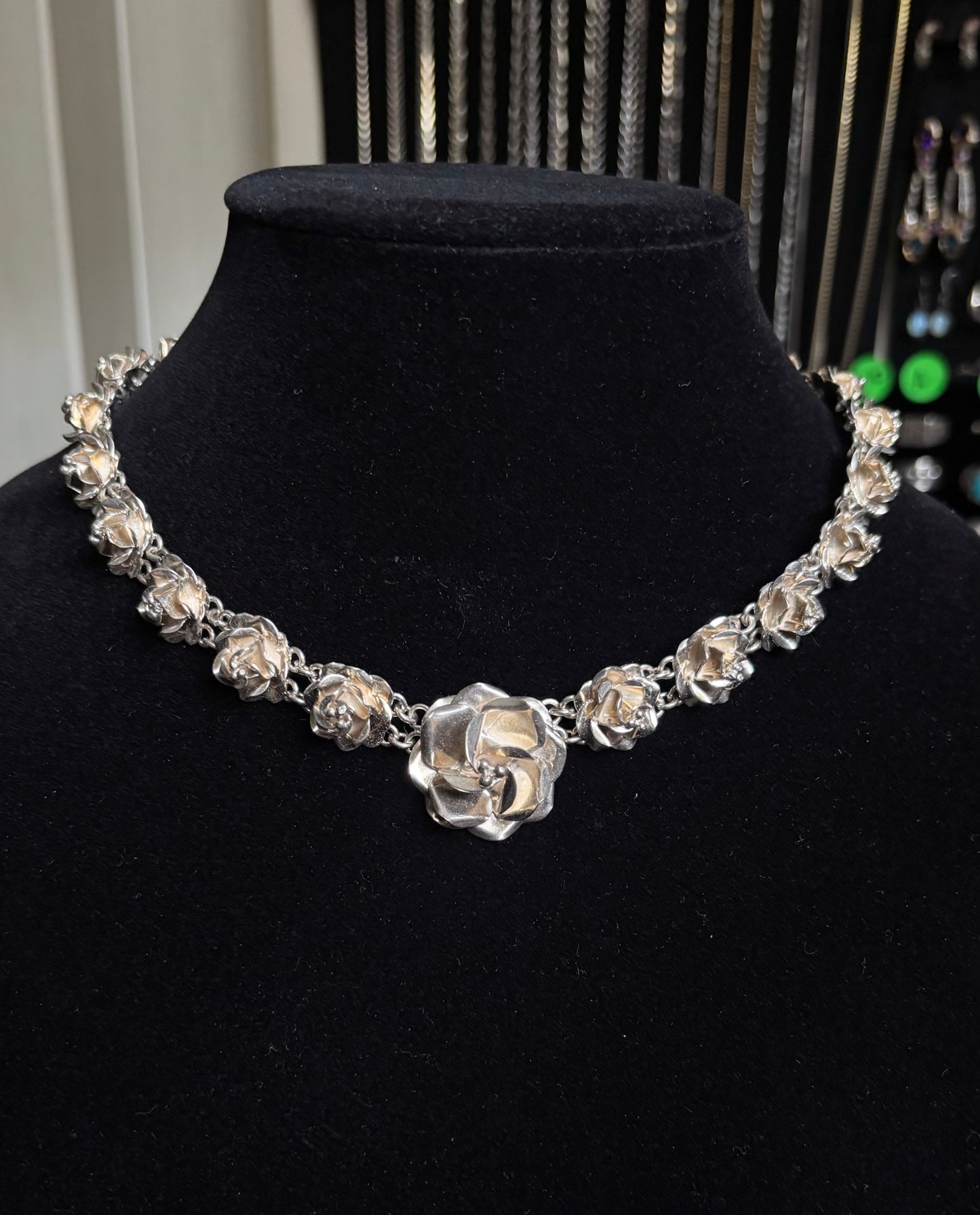 Vintage Taxco Rose Necklace
