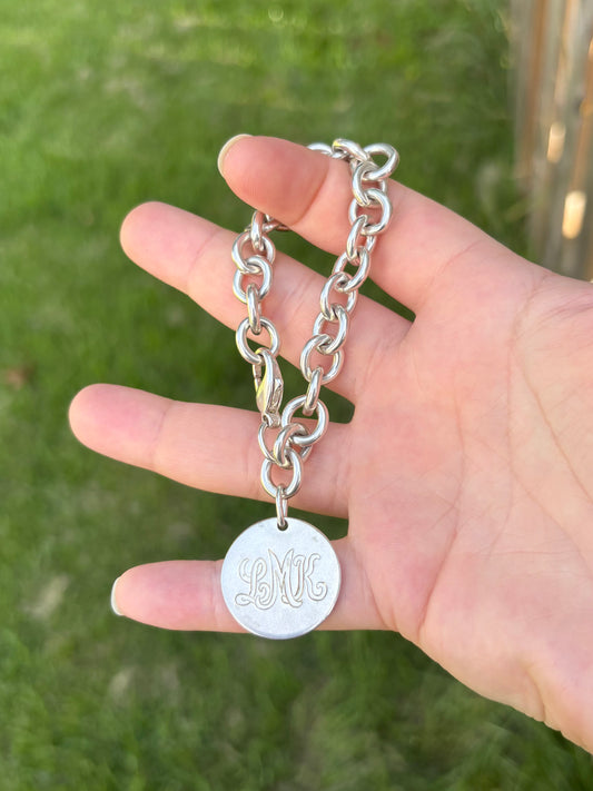 Vintage Tiffany & Co. Sterling Silver Circle Tag Bracelet —Engraved