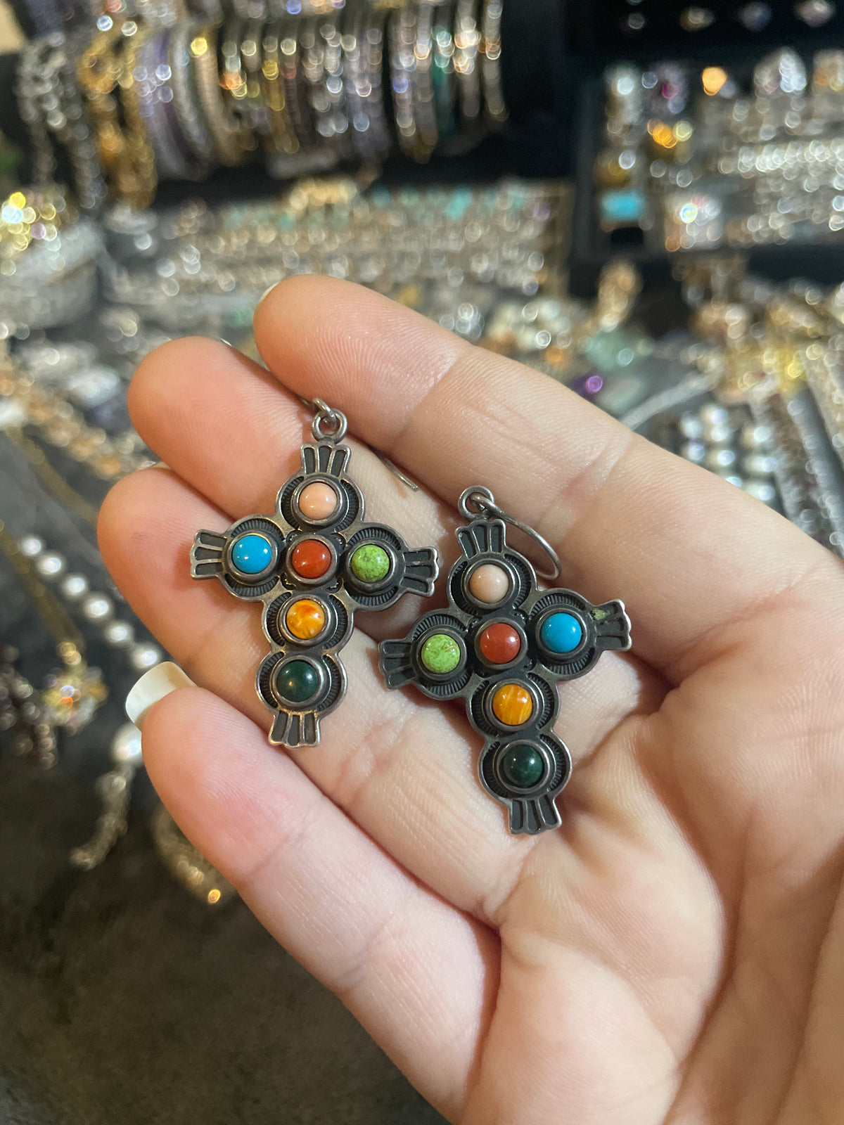 Don Lucas Colorful Cross Earrings