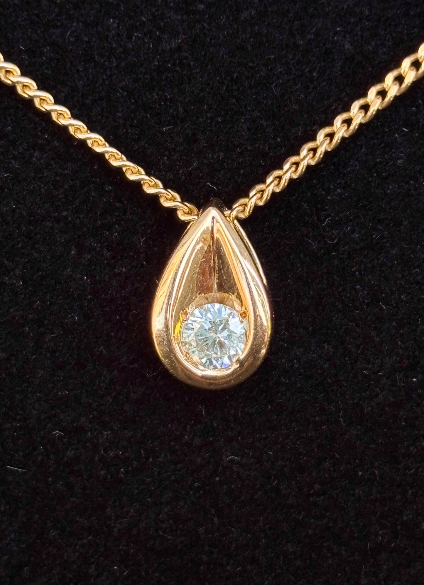 14K Gold Natural 0.25 CT Bezel Set Diamond Solitaire Necklace