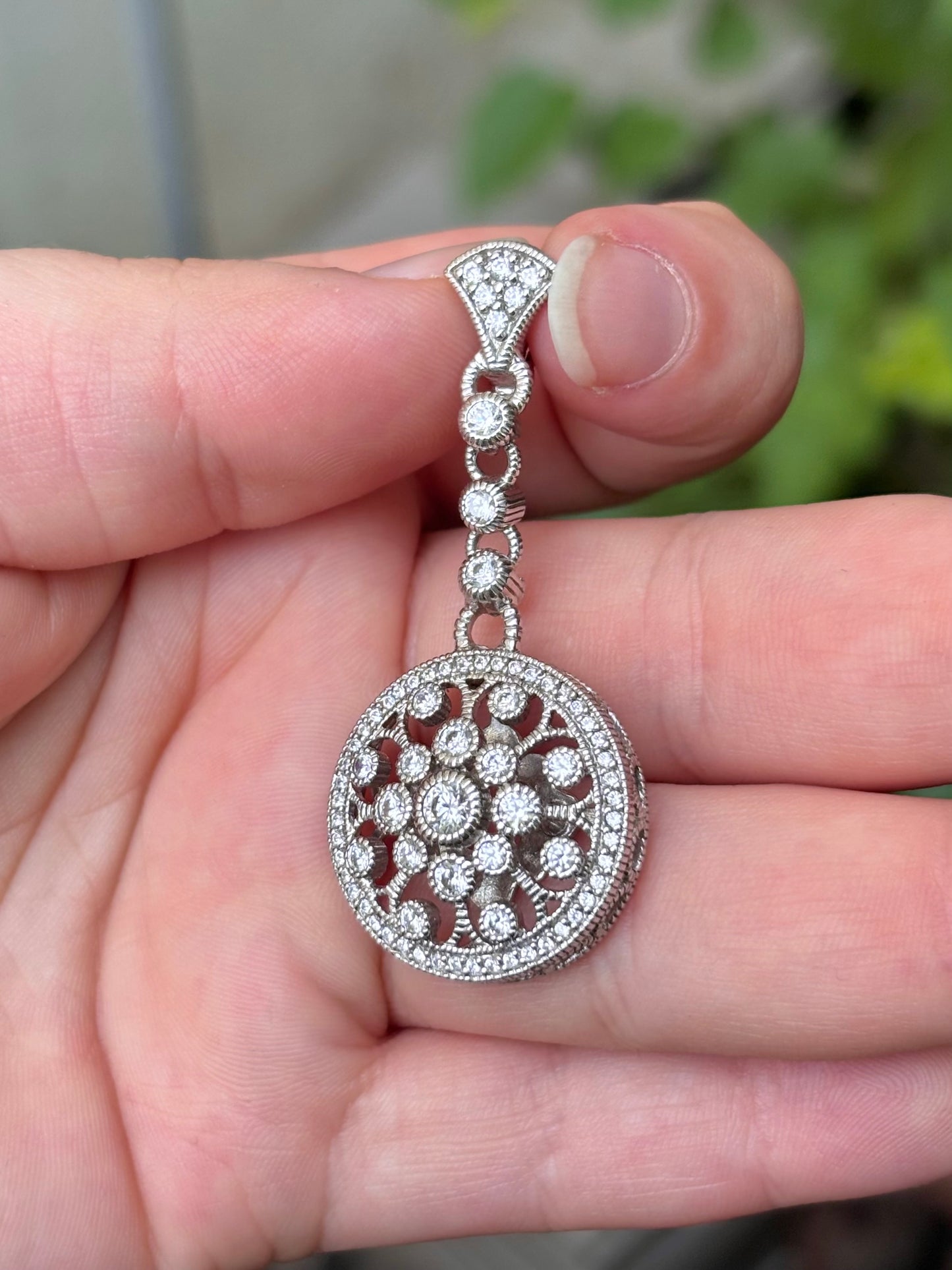 Judith Ripka Sterling Silver Diamonique Floral Medallion Pendant Enhancer