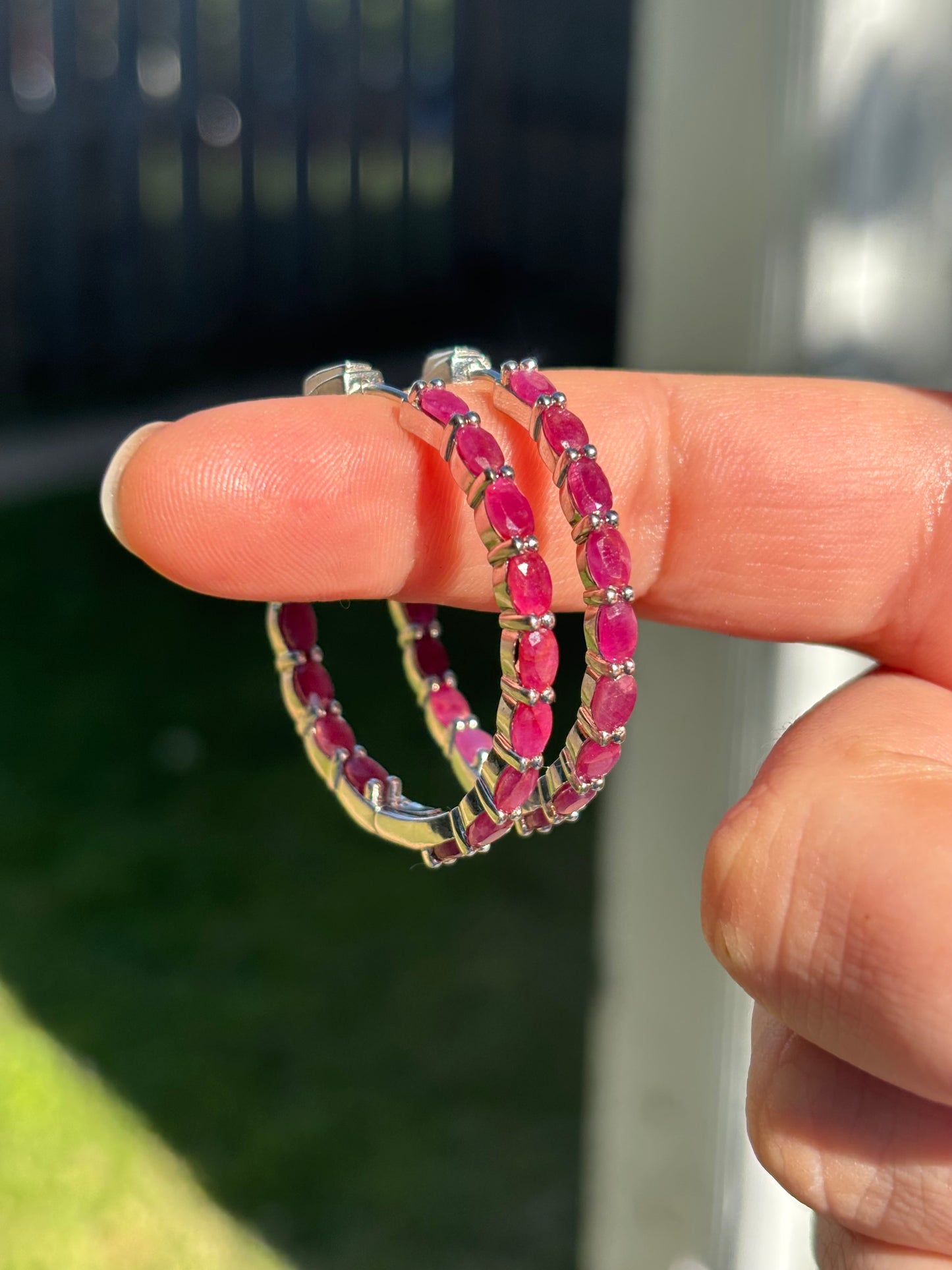 Natural Ruby Hoops